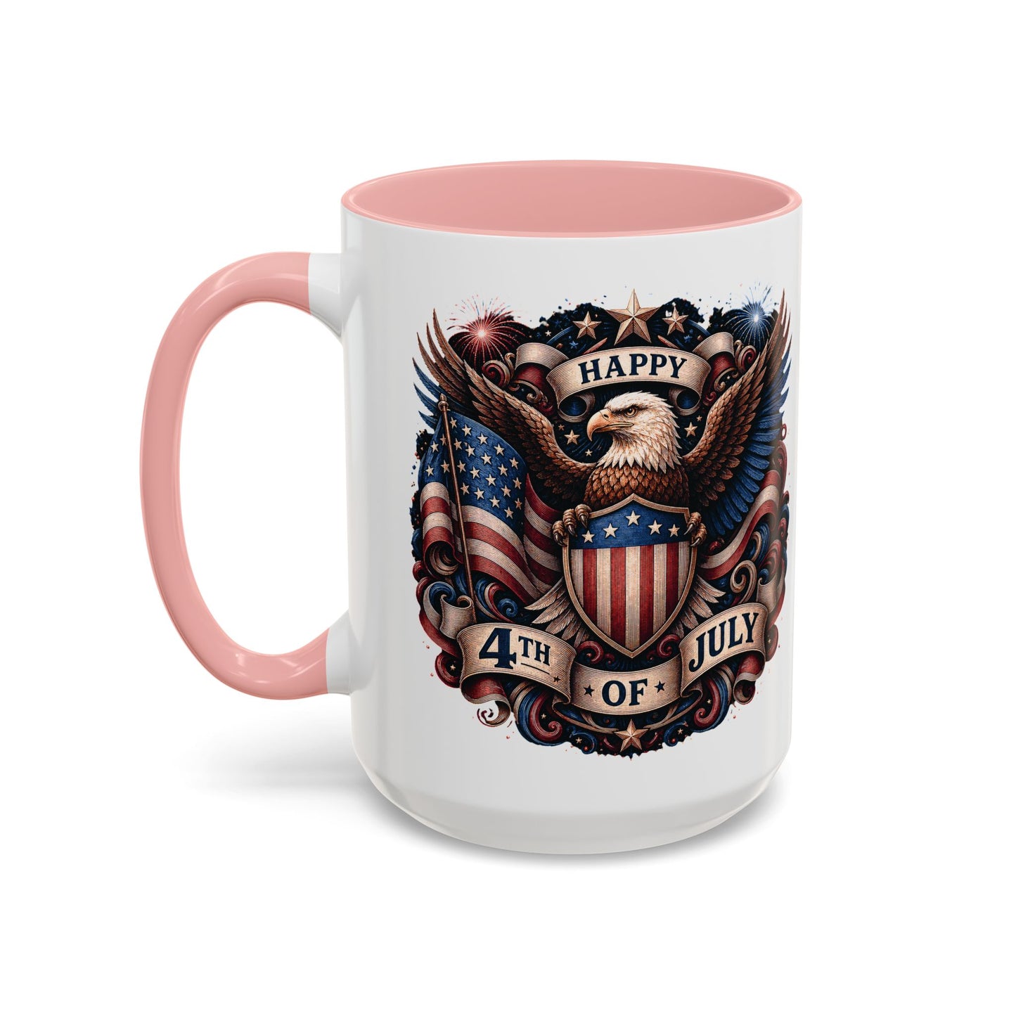 4th of July Eagle Coffee Mug — Patriotic American Flag Accent Mug (11/15oz)
