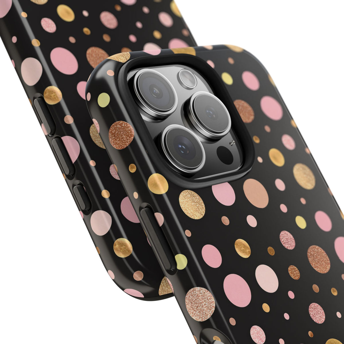 Personalized Gold & Pink Confetti Tough Phone Case — Glitter Dot Protective Phone Cover