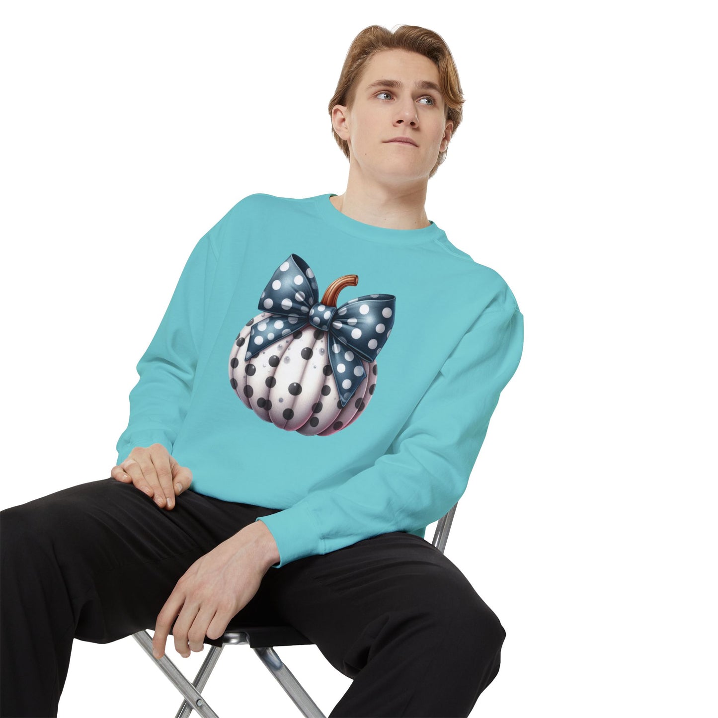 Polka Dot Pumpkin Charm Unisex Garment-Dyed Sweatshirt