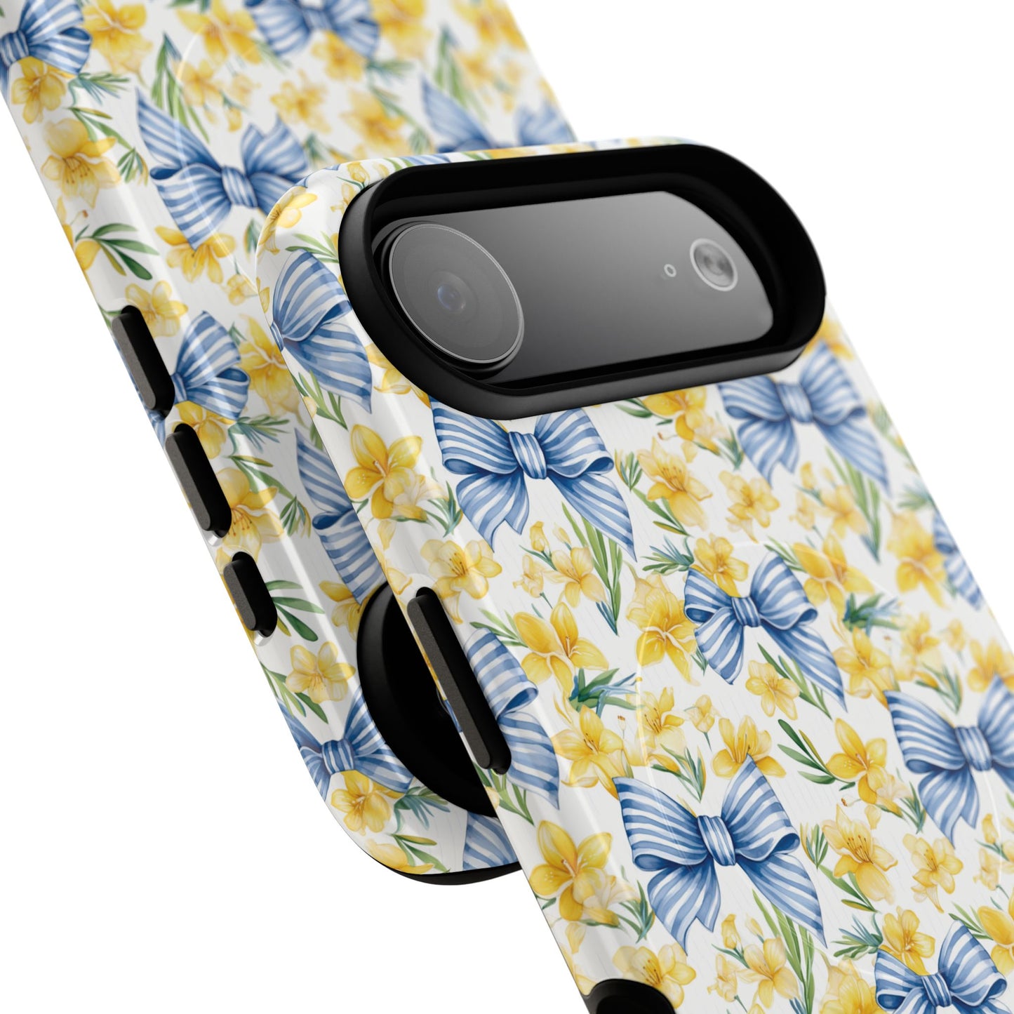 Sunshine Blue Coquette Bows Tough iPhone Magnetic Case for iPhones, Cute iPhone Cover, Spring Gift, Durable Case, Custom iPhone Protection