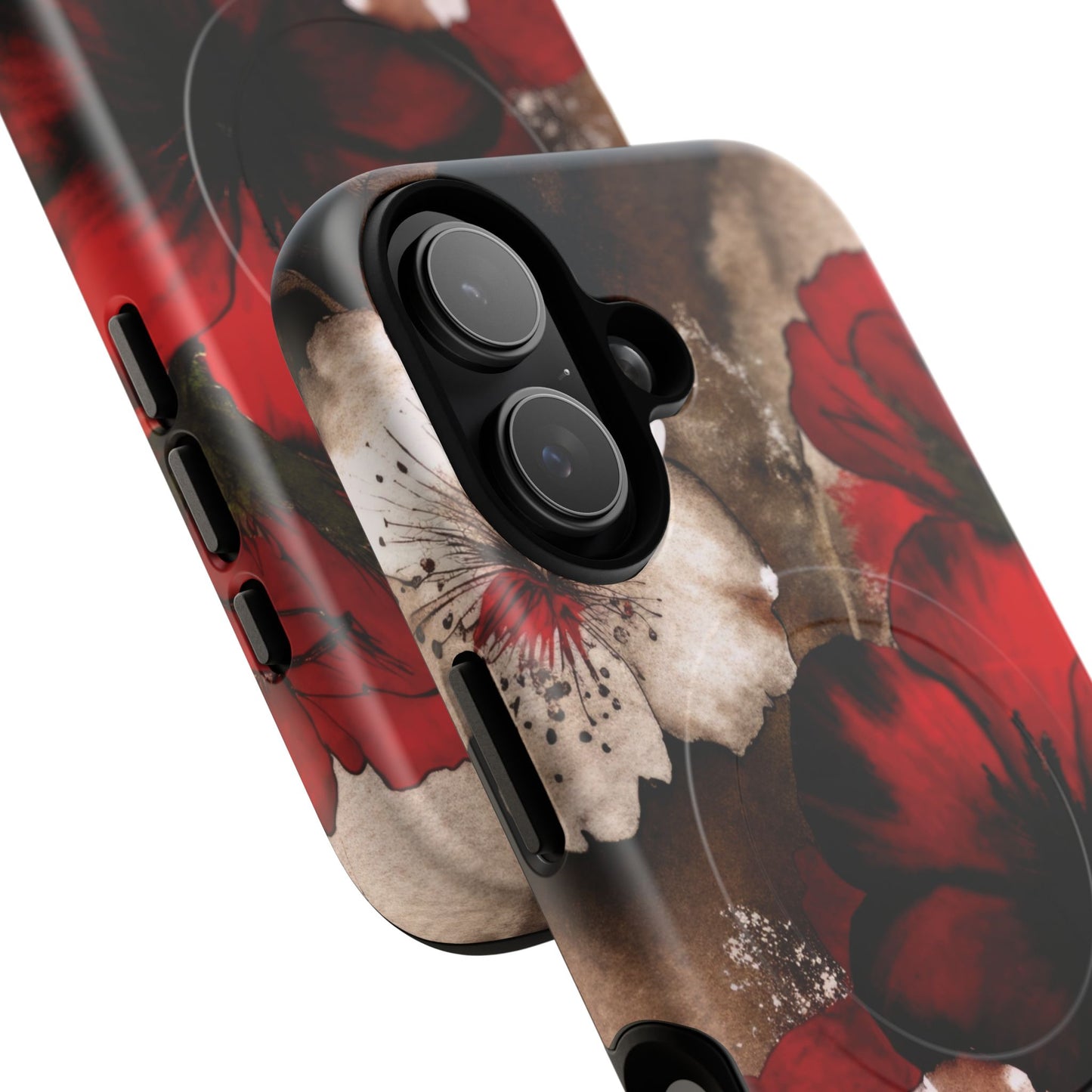 Crimson Noir Tough iPhone Magnetic Cases, Tough iPhone Protector, Stylish Floral Design, Gift for Her, Floral Accessories