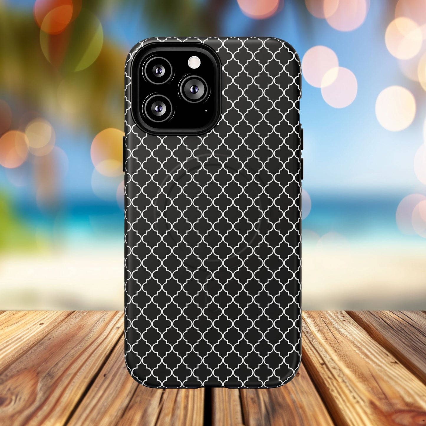 Noir Mosaic Tough iPhone Magnetic Case, Geometric Patterned Case, Durable iPhone Cover, Unique Tech Accessories, Perfect Gift for Him/Her