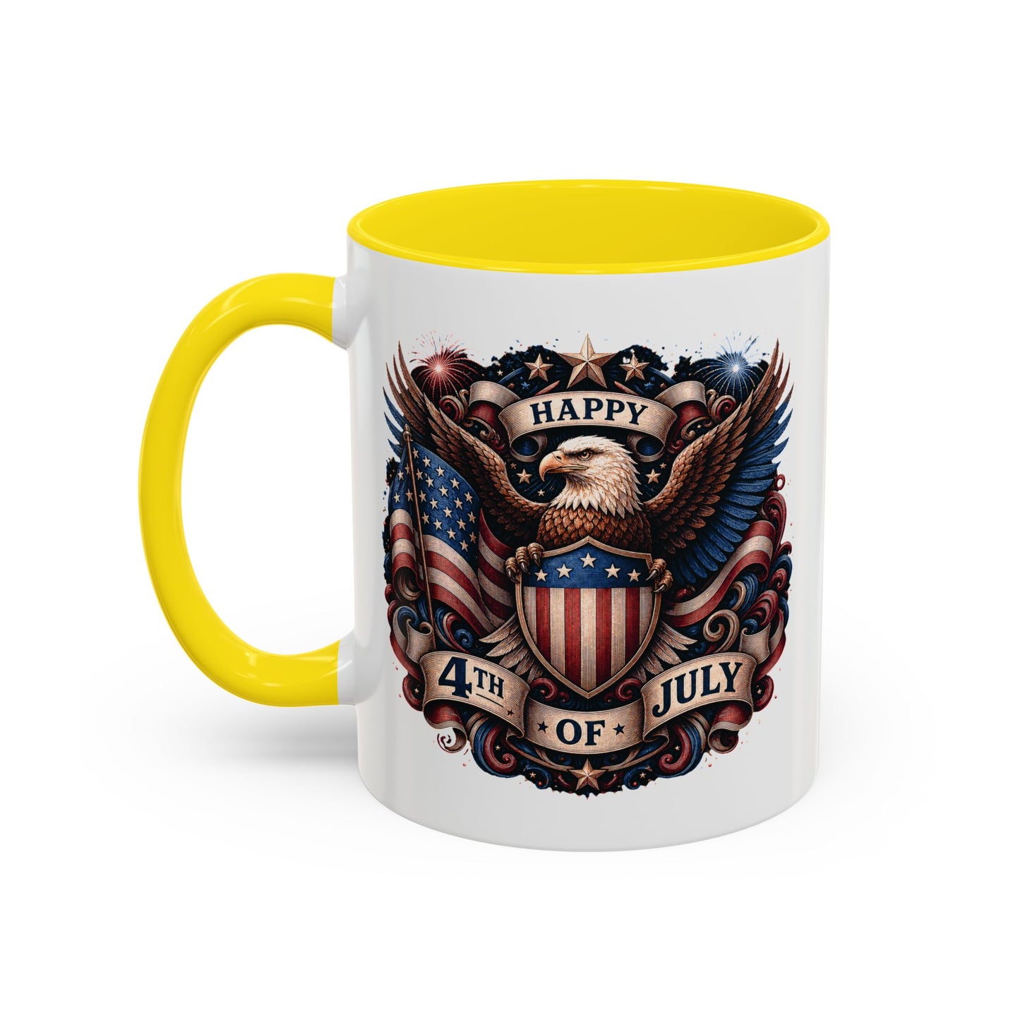 4th of July Eagle Coffee Mug — Patriotic American Flag Accent Mug (11/15oz)