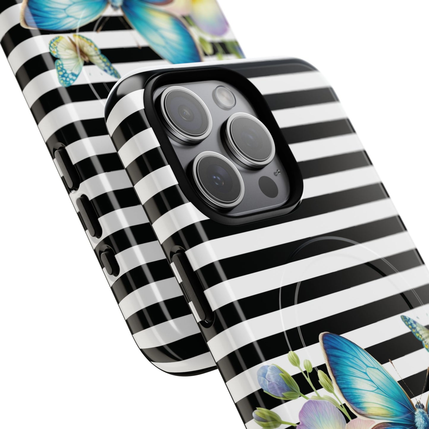 Pansy Parade Tough iPhone Magnetic Cases, Floral Tough Case, Striped iPhone Magnetic Cover, Phone Accessory, Gift for Nature Lovers
