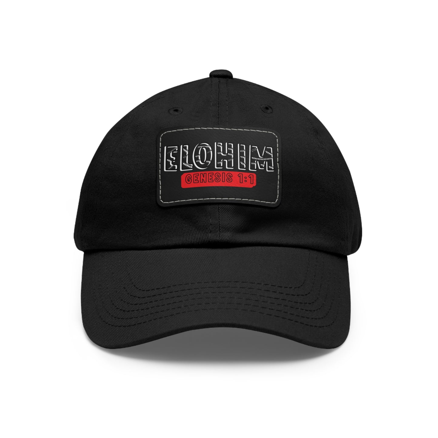 'ELOHIM, GENESIS 1:1- Stylish Dad Hat with Leather Patch | Great for Gifts for All, Casual Wear, Outdoor Activities, and Religious Events