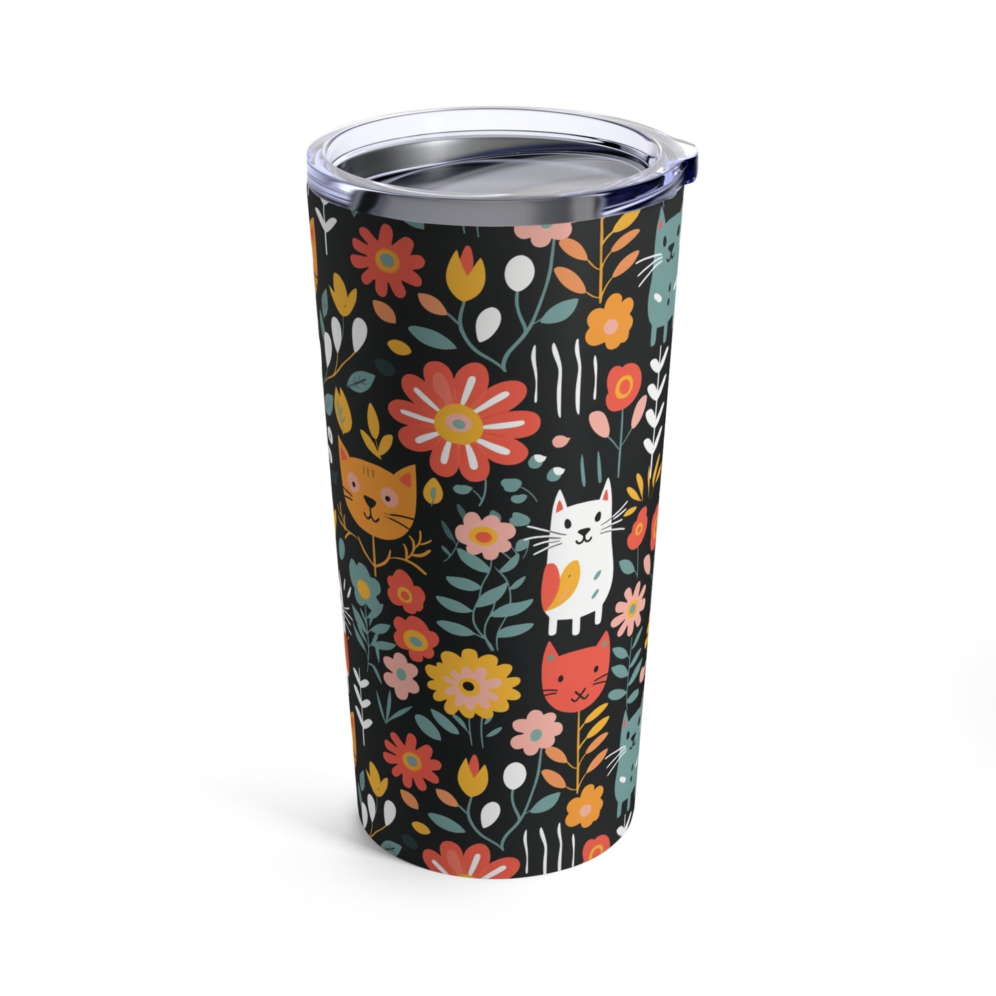 Whimsical Feline Garden Tumbler 20oz