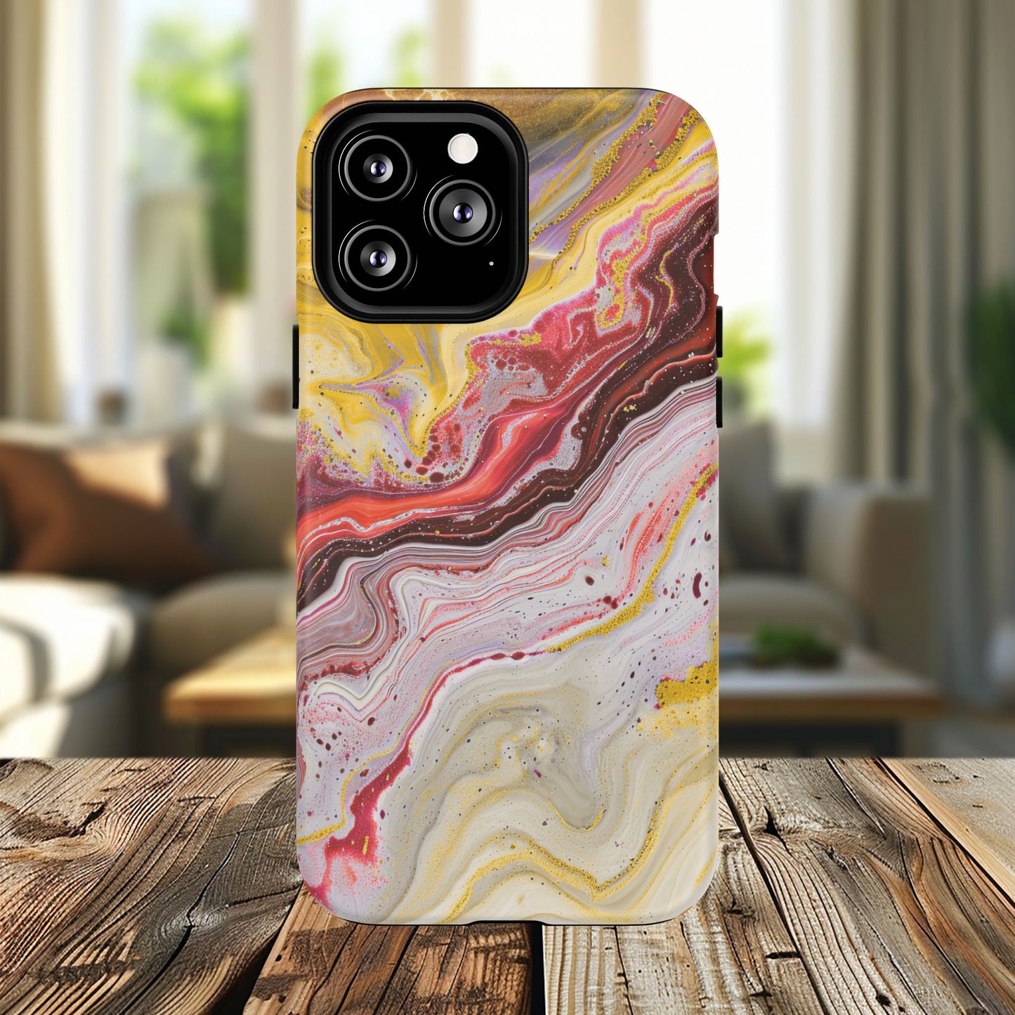 Colorful Red Marble iPhone Case, Tough Magnetic Cases, Stylish iPhone Protection, Unique Gift for iPhone Lovers, iPhone Accessories
