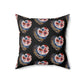 Black Floral Heart Spun Polyester Square Pillow