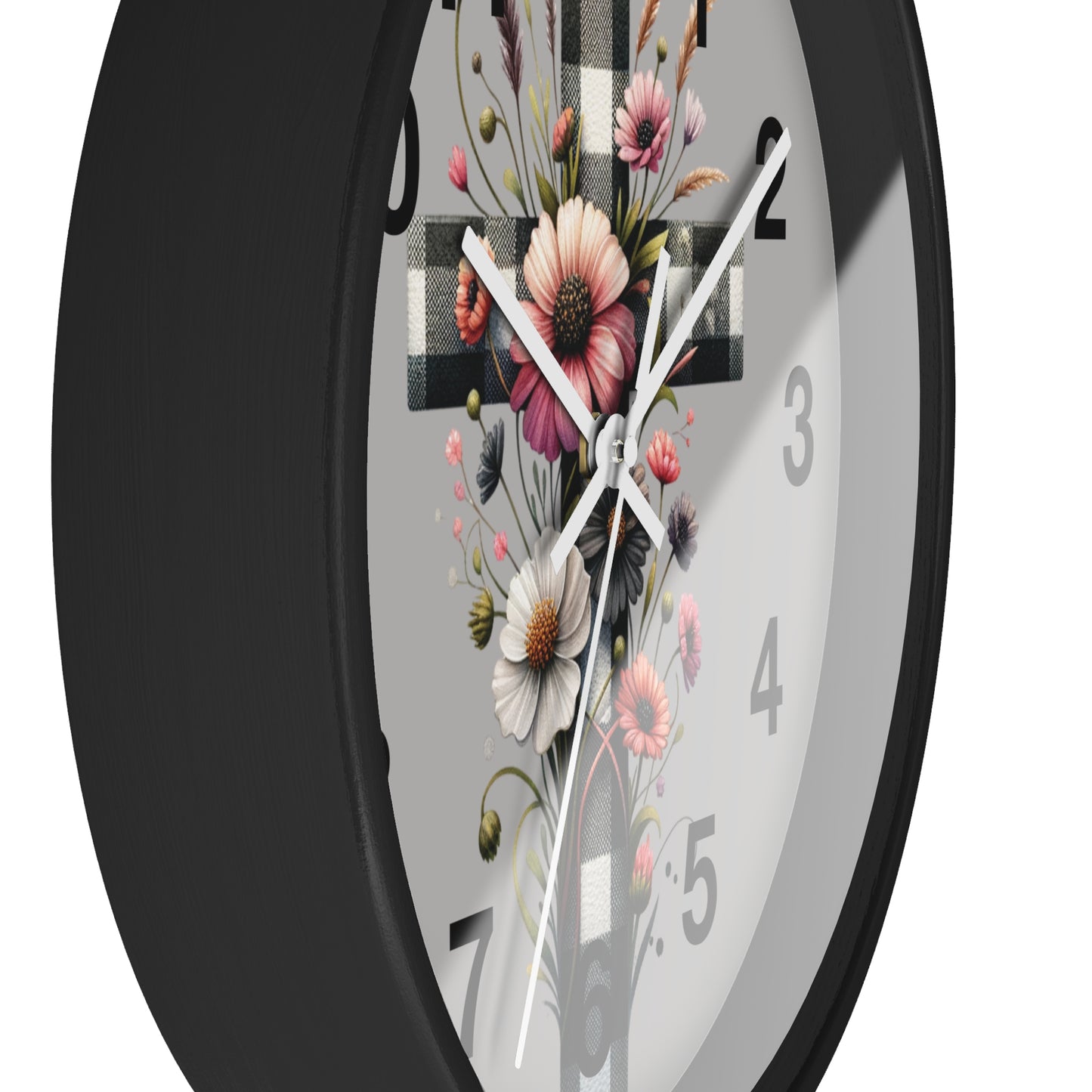 Floral Cross Wall Clock - Elegant Decor for Faith & Home