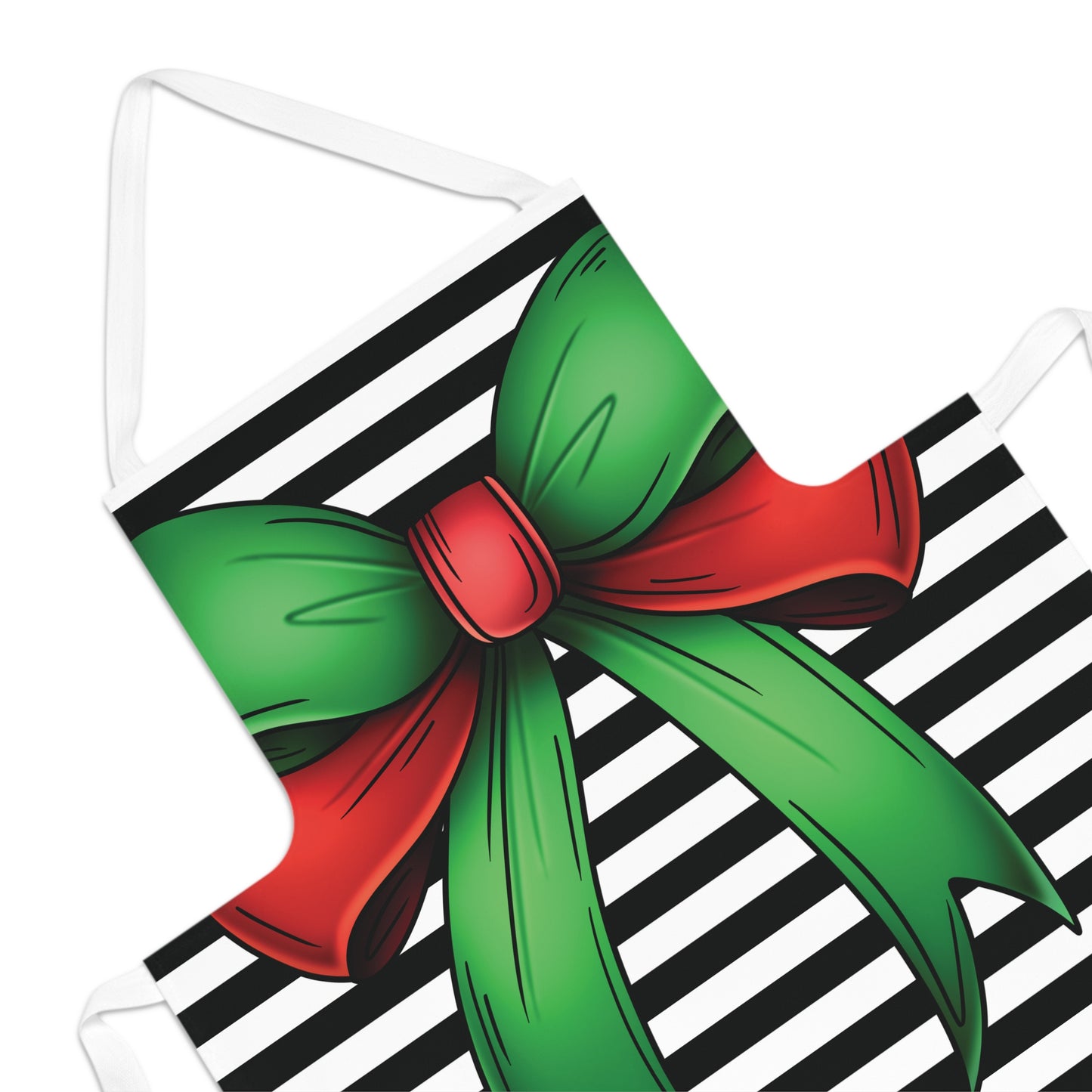 Striped Green Bow Chef Apron with Loop & Ties