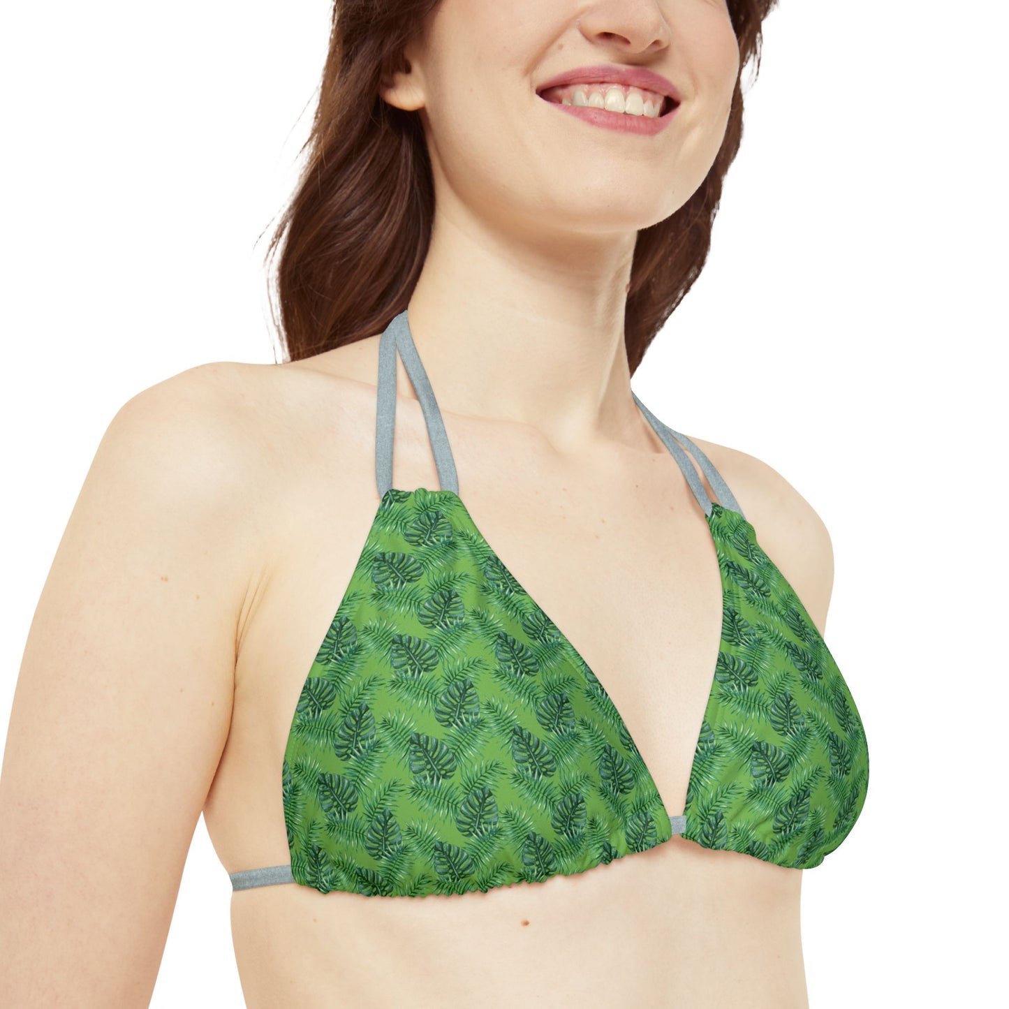 Green Tropical Bliss Strappy Bikini Set (AOP)