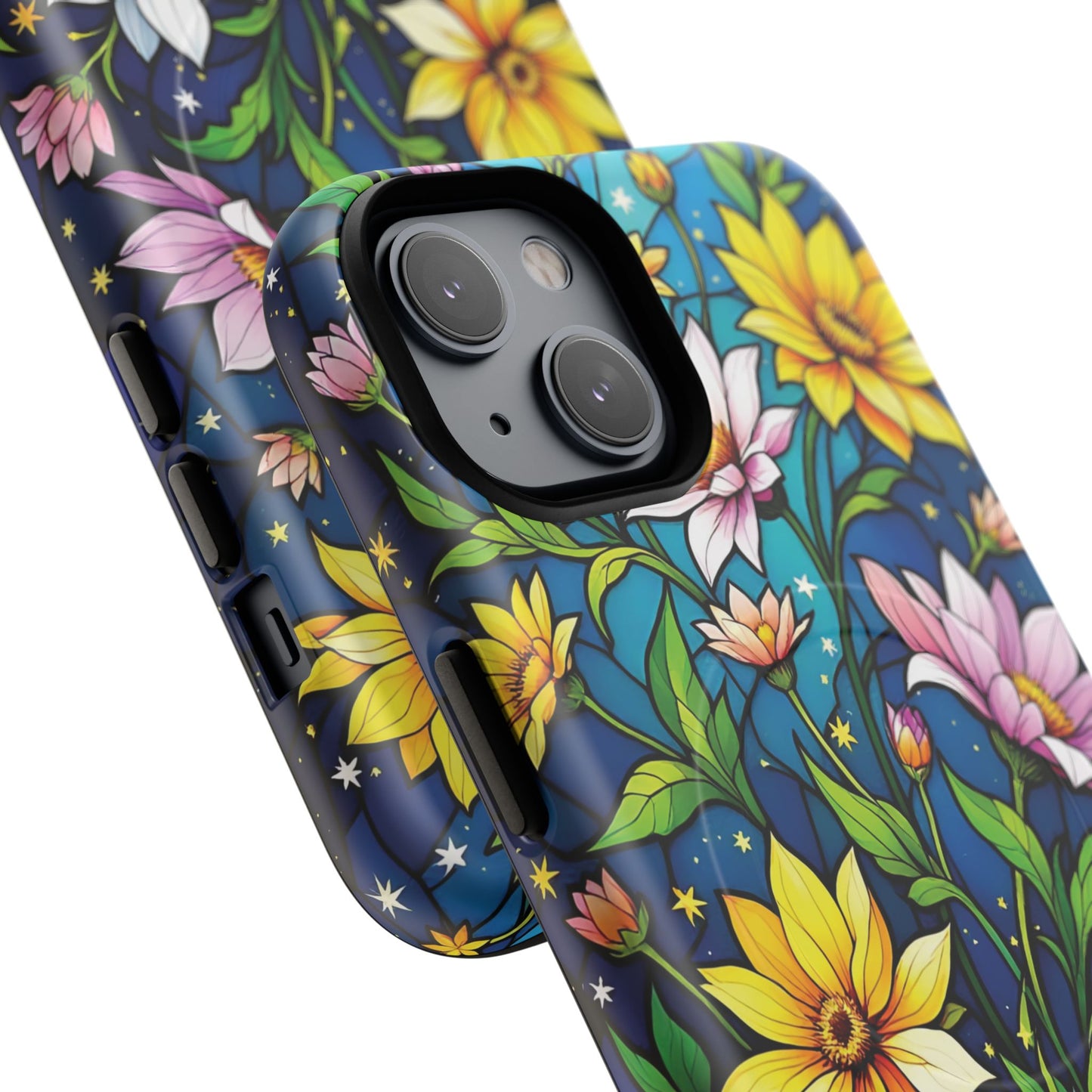 Flower Garden Stained Glass Phone Case, Tough Magnetic Cases, Floral Phone Cover, Durable Phone Accessories, Spring Gift, Birthday Present