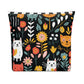 Whimsical Feline Garden Cotton Cosmetic Bag