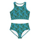 Turquoise Tropical Bliss Sporty Bikini Set (AOP)