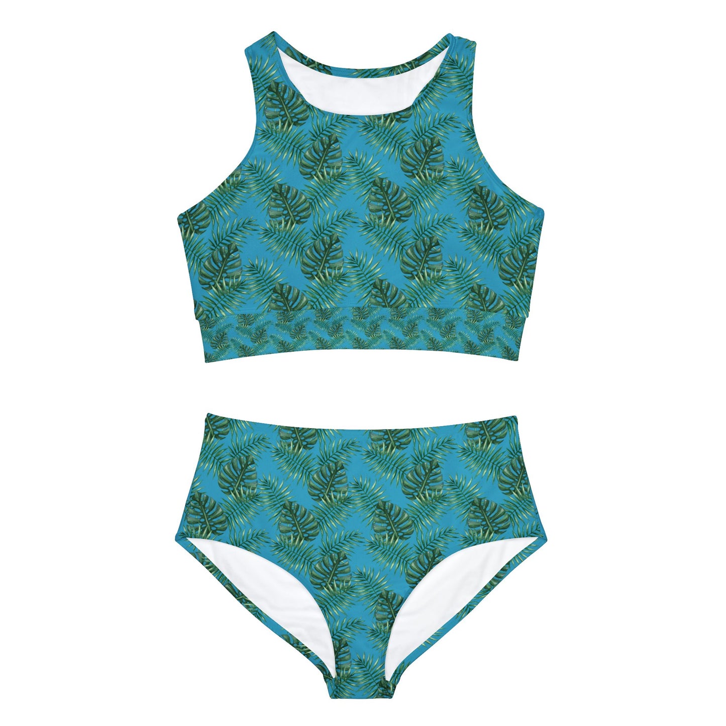 Turquoise Tropical Bliss Sporty Bikini Set (AOP)