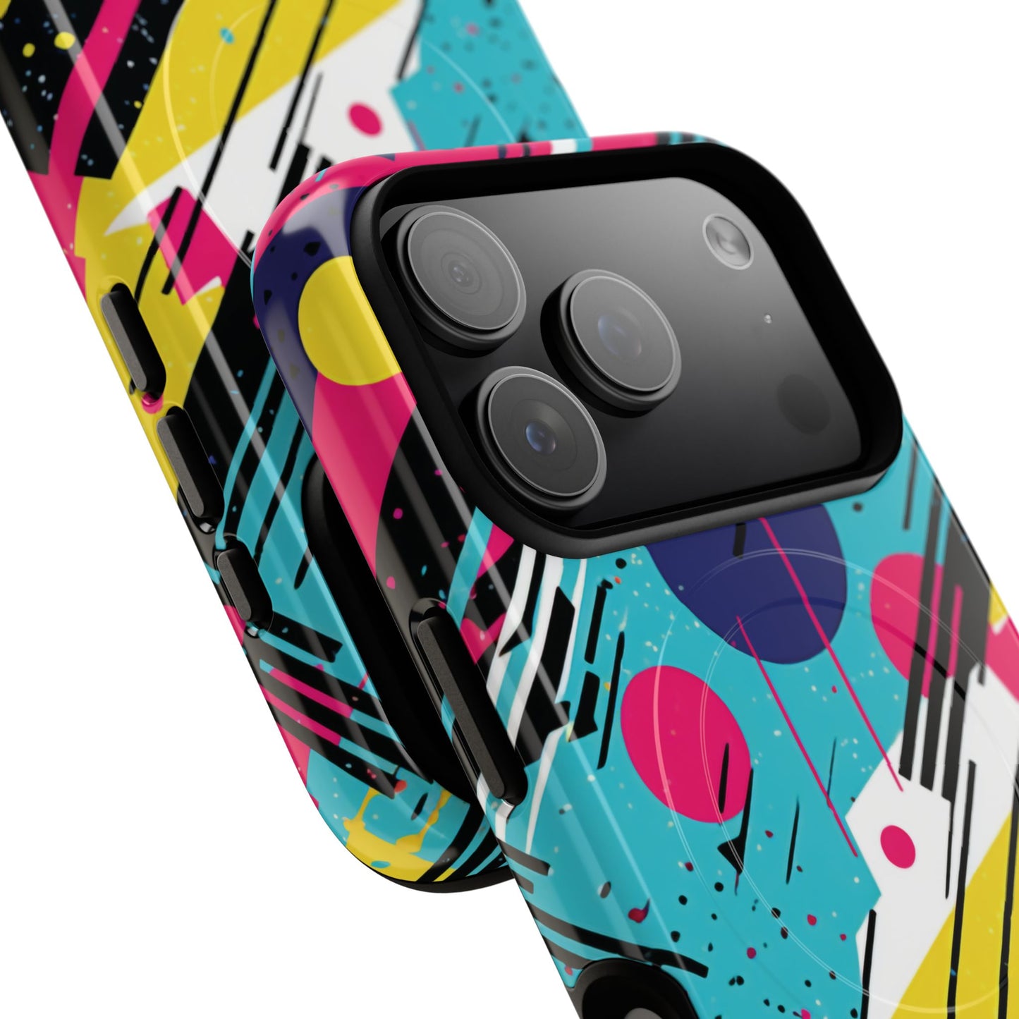 Retro Pop Vibes Magnetic iPhone Case with Abstract Design, Tough iPhone Cover, iPhone Accessory, Gift for Tech Lovers, Trendy iPhone Protector