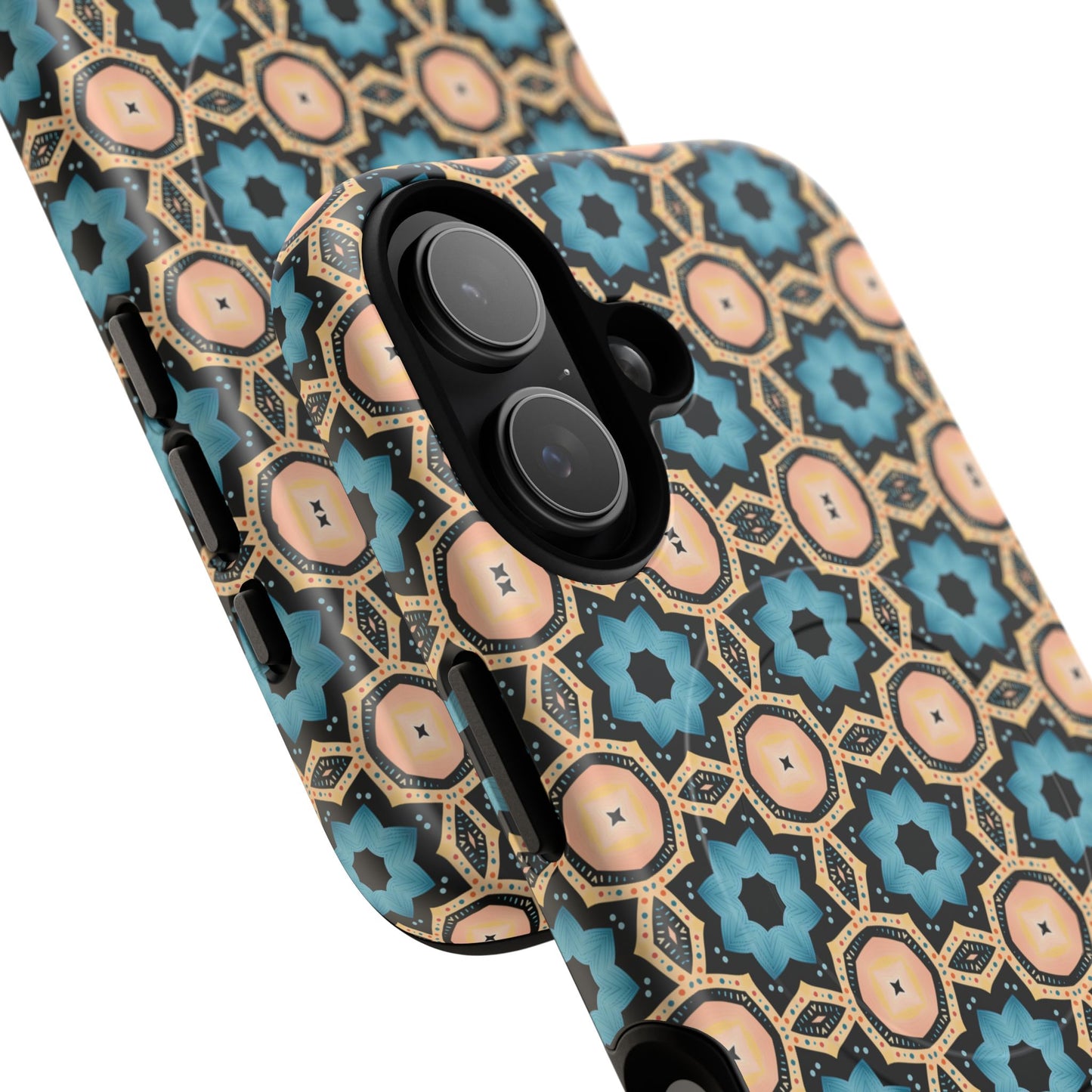Sahara Star Mosaic Colorful Geometric iPhone Cases, Tough Magnetic iPhone Cases, Vibrant Design iPhone Cover, Durable iPhone Protection, Stylish Tech Accessories.