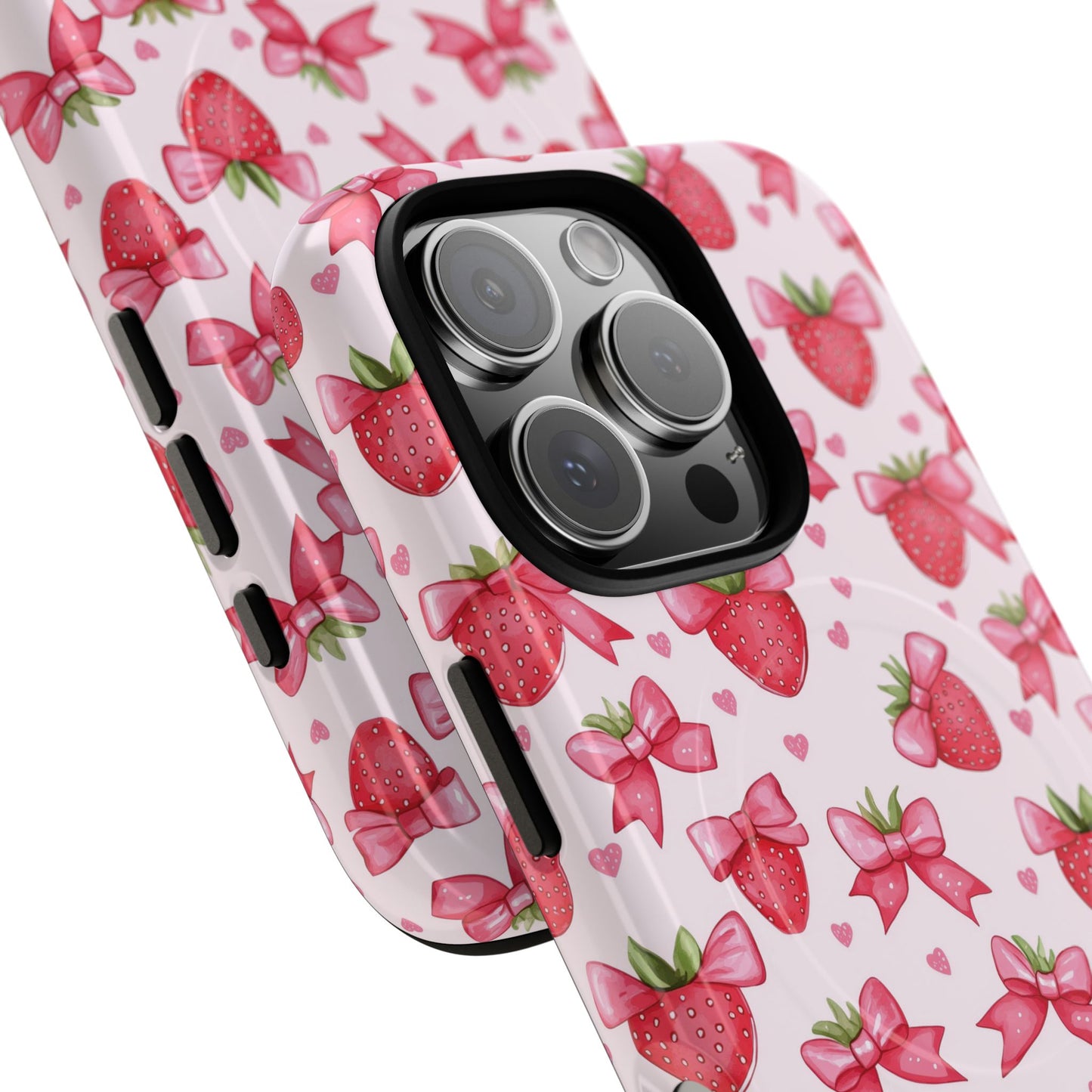 Strawberry Coquette Sweetheart Magnetic iPhone Case, Cute iPhone Cover, Gift for Her, Floral Tech Accessory, Stylish Protection, Mother's Day Gift