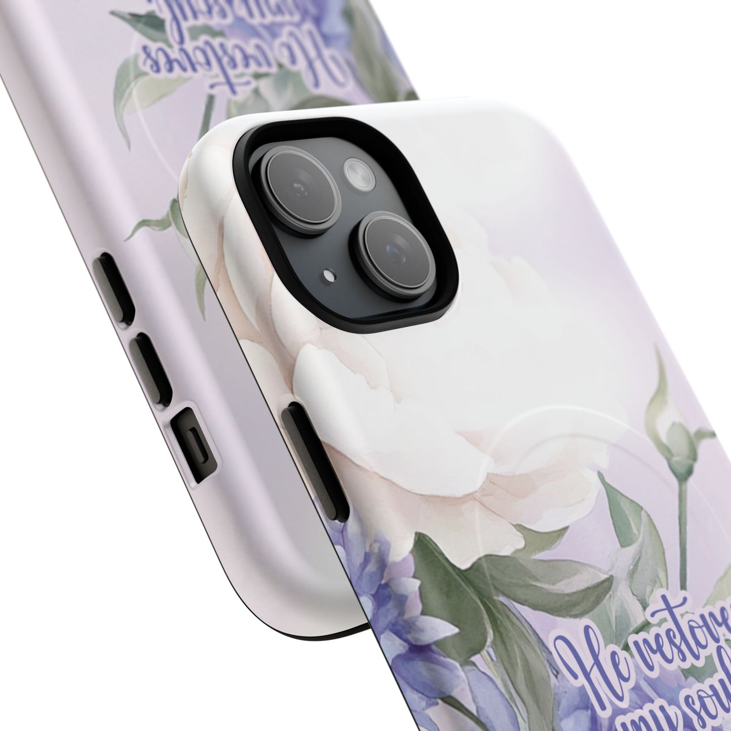 He Restores My Soul Tough iPhone Magnetic Cases, Christian Gift, MagSafe® iPhone® Tough Case, iPhone 13, 14, iPhone 15, iPhone 16, 17, Pro, Pro Max, Plus