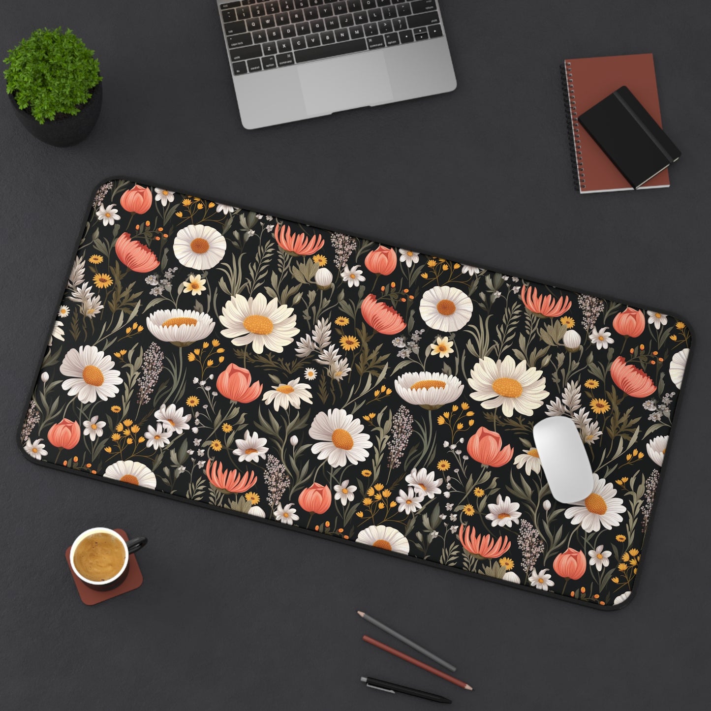 Blossom Elegance: Noir Garden Desk Mat