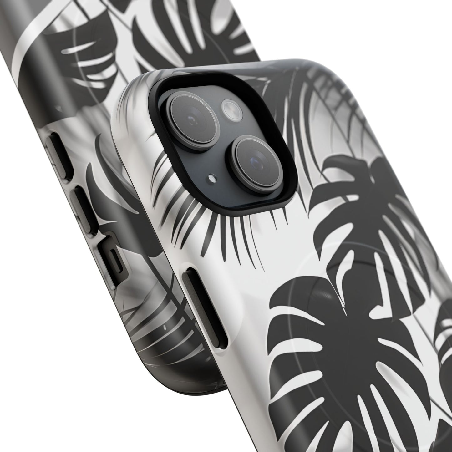 Personalized Monochrome Monstera Tropical Phone Case - Tough Magnetic MagSafe® Cases, Gifts for Nature Lovers, Stylish Phone Accessories, Gifts for Her.
