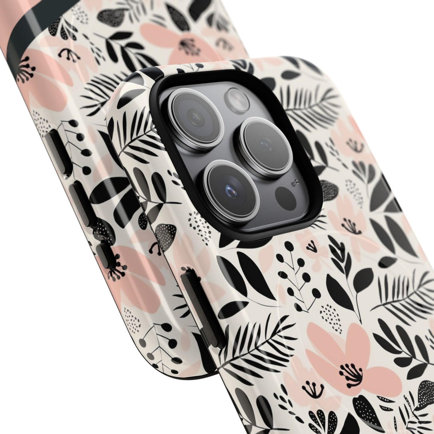 Personalized Floral Blush Garden Whisper Tough Magnetic MagSafe® iPhone® 13, 14, 15, 16, 17, Pro, Pro Max, Plus Cases (Custom Name).