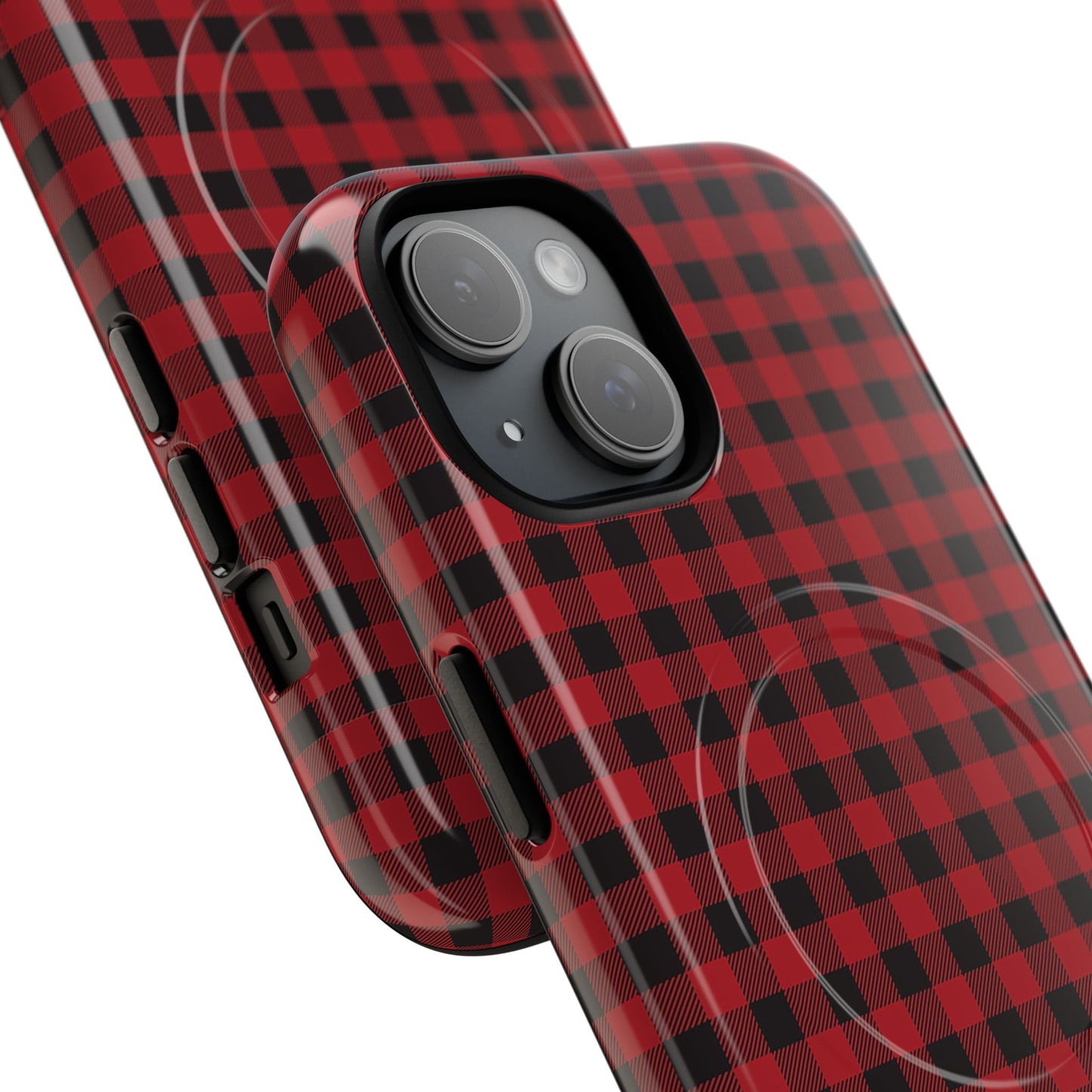 Tough Magnetic Phone Case - Red Plaid, Durable, Stylish Protection for iPhones, Gift for Outdoor Lovers, Unique Phone Cover