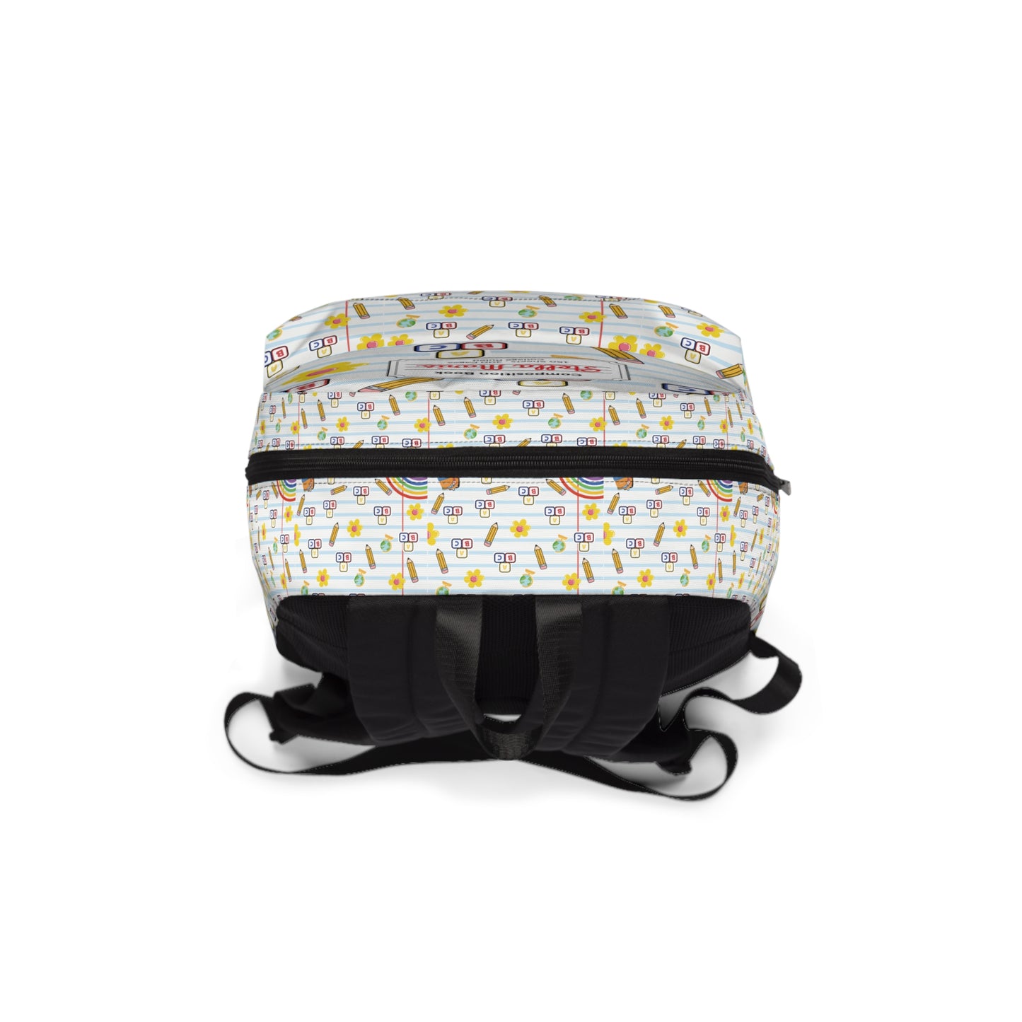 Personalized White SchoolYard Chic Composition Book Inspired Colorful Kids' Backpack, School Bag, Fun Pattern Backpack, Cute Child's Rucksack, Composition Backpack, Unique School Supplies