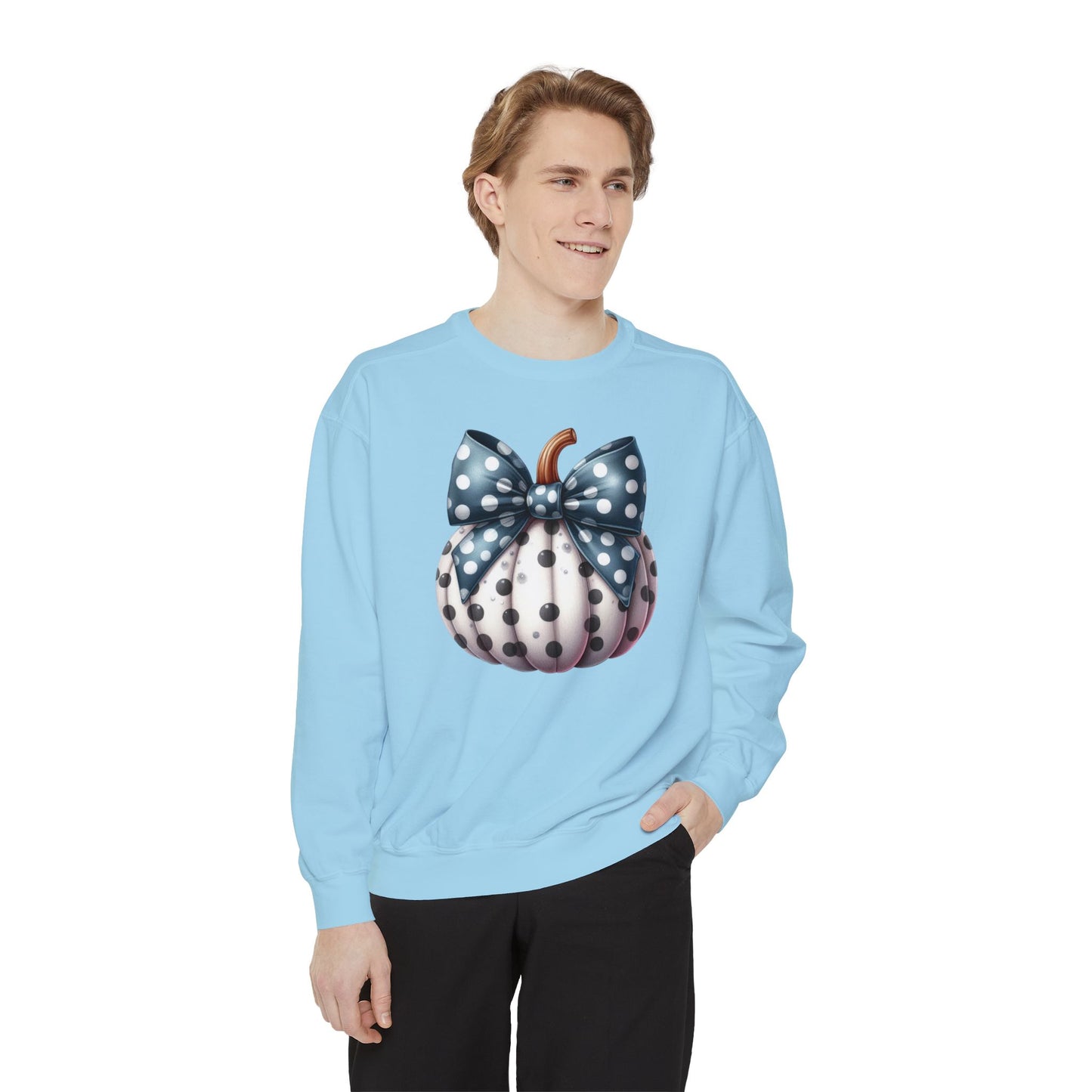 Polka Dot Pumpkin Charm Unisex Garment-Dyed Sweatshirt