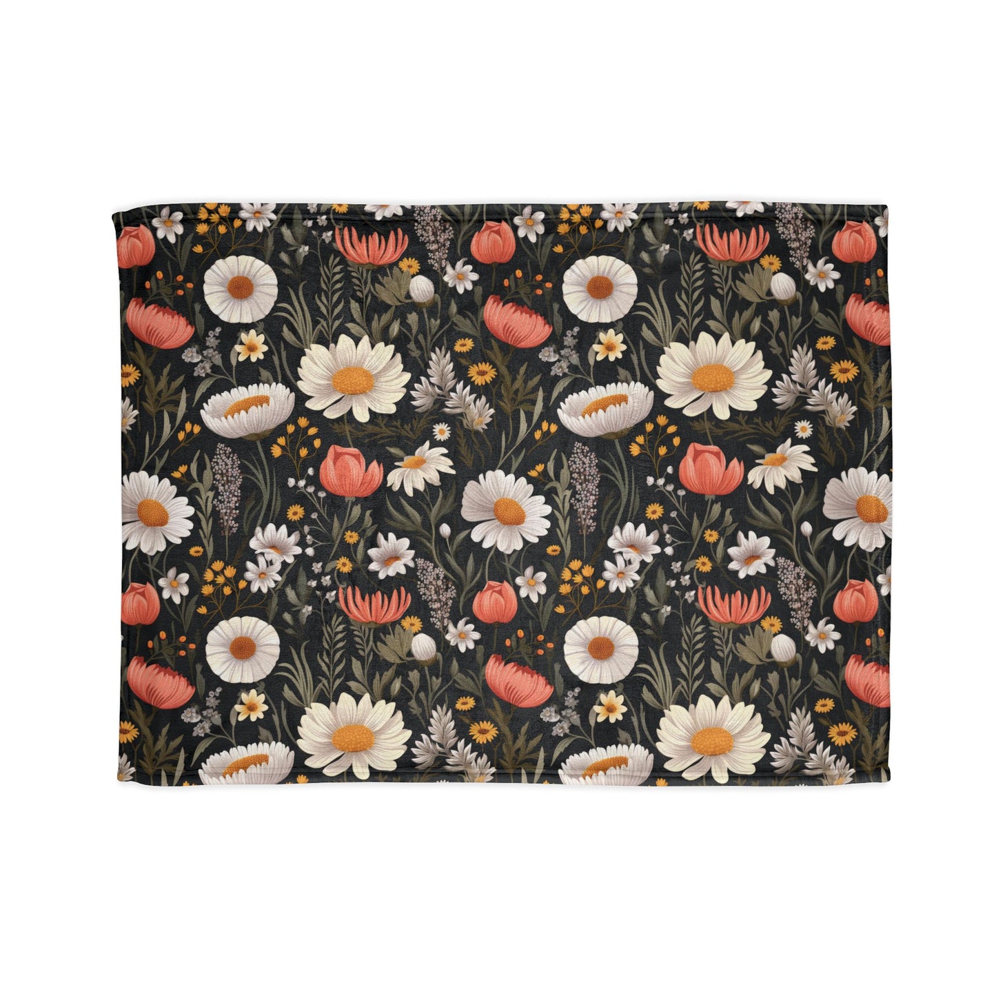 Blossom Elegance: Noir Garden Soft Minky Blanket''