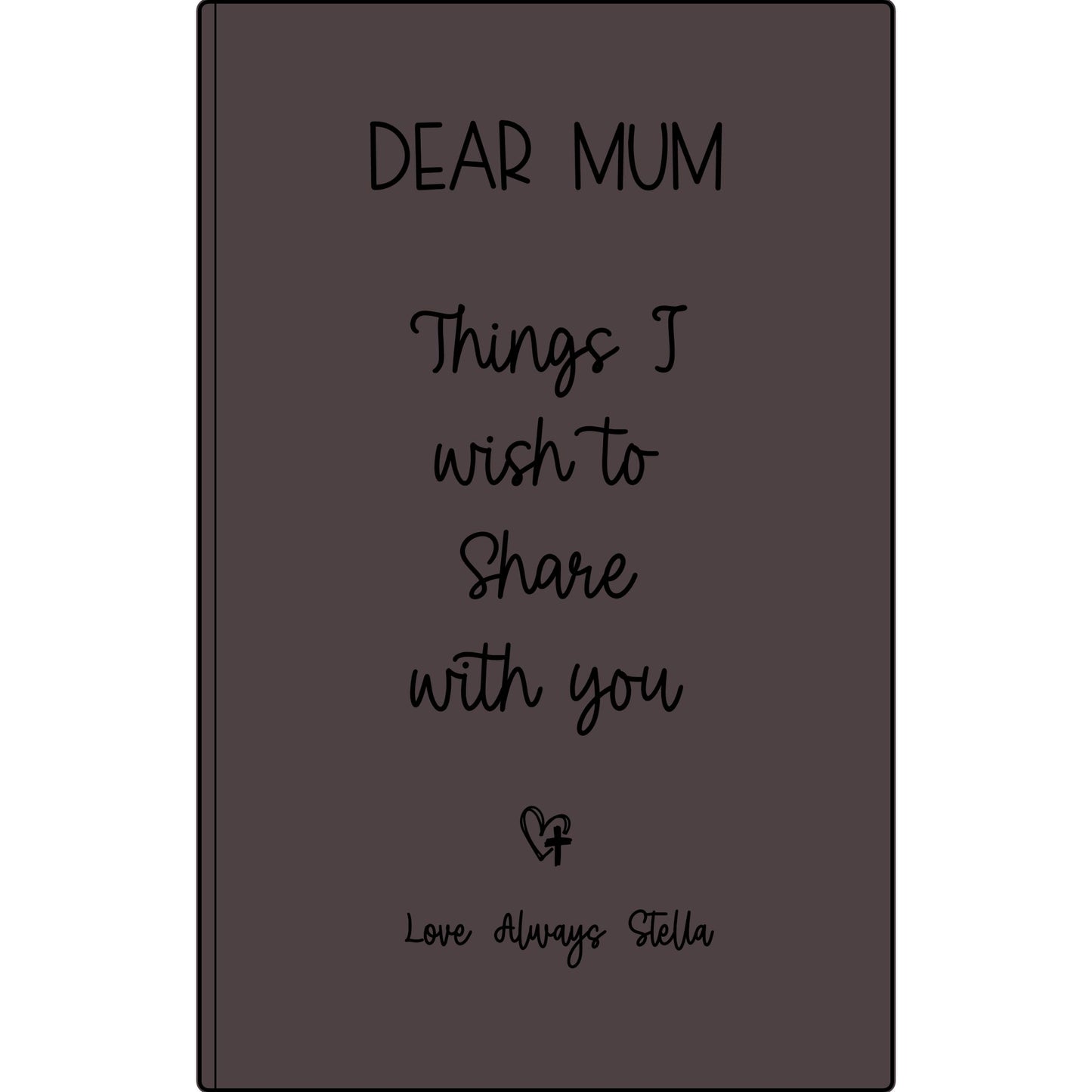 Personalized Dear Mum/Dad/Sister/Friend Engraved Vegan Leather Journal — "Things I Wish to Share with You" Memorial Gift