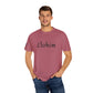 Embroidery 'ELOHIM, GENESIS 1:1' - Faith-Based Unisex Garment-Dyed Comfort Colors T-shirt, Faith Gift Tee, Religious Tee, Embroidery Tee.