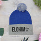 Cozy Pom-Pom Knit Cap with 'ELOHIM, GENESIS 1:1'  Embroidery Beanie - Stylish Winter Accessory for All Ages, Perfect Gift for Birthdays, Holidays, and Outdoor Activities