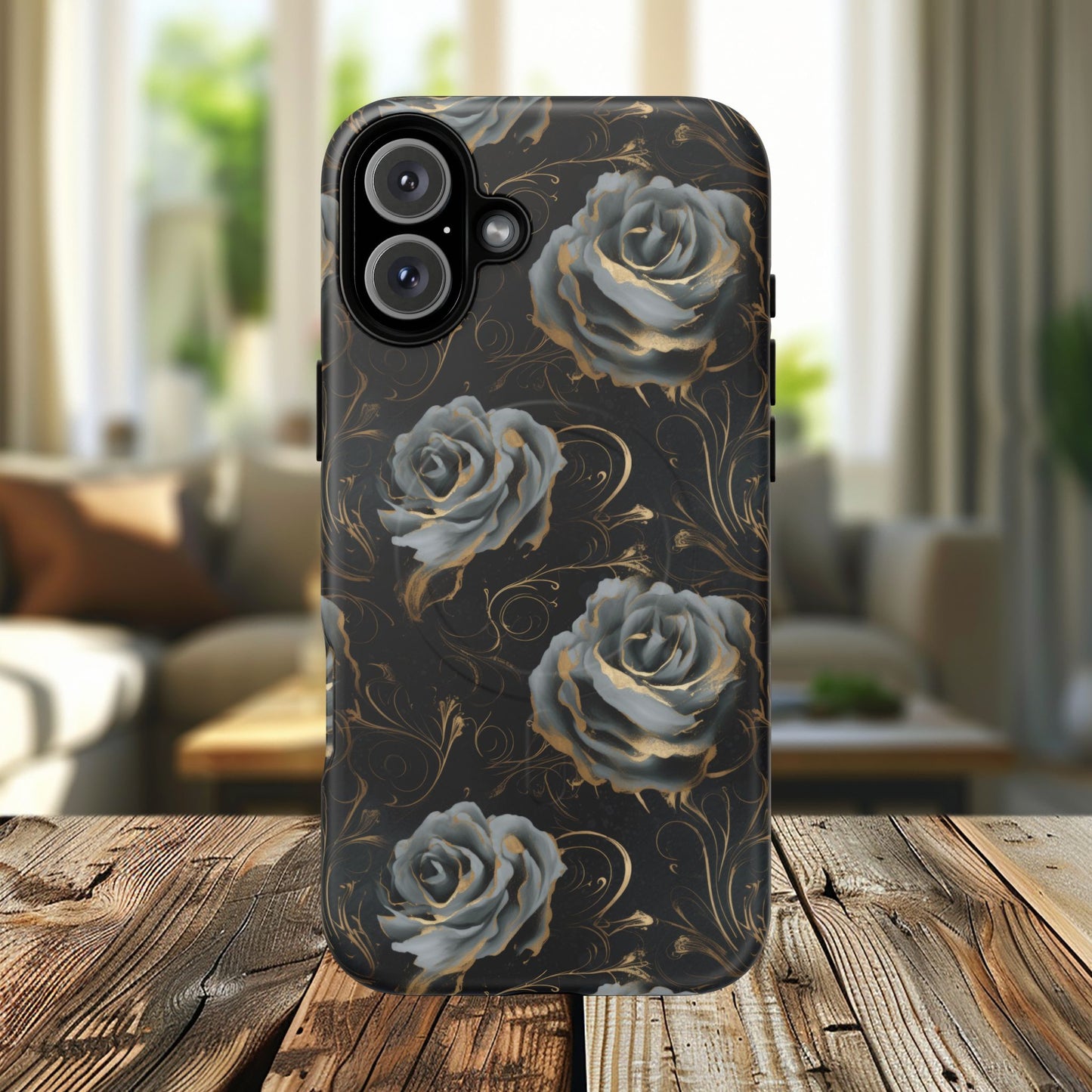 Midnight Bloom Tough iPhone Magnetic Cases,  iPhone 14, iPhone 15, iPhone 16, Pro, Pro Max, Plus MagSafe Case, Protective Tech Accessories, Gift for Her, Floral Design