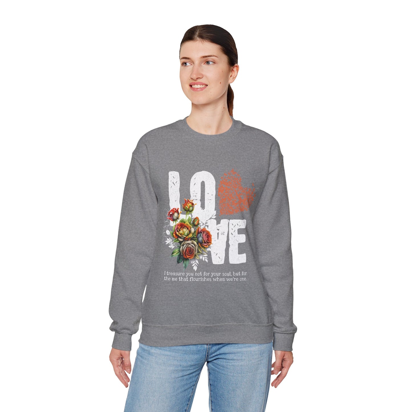 Love Always Gildan Crewneck Sweatshirt - Floral Design for Couples