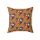 Brown Patchwork Heart Spun Polyester Square Pillow