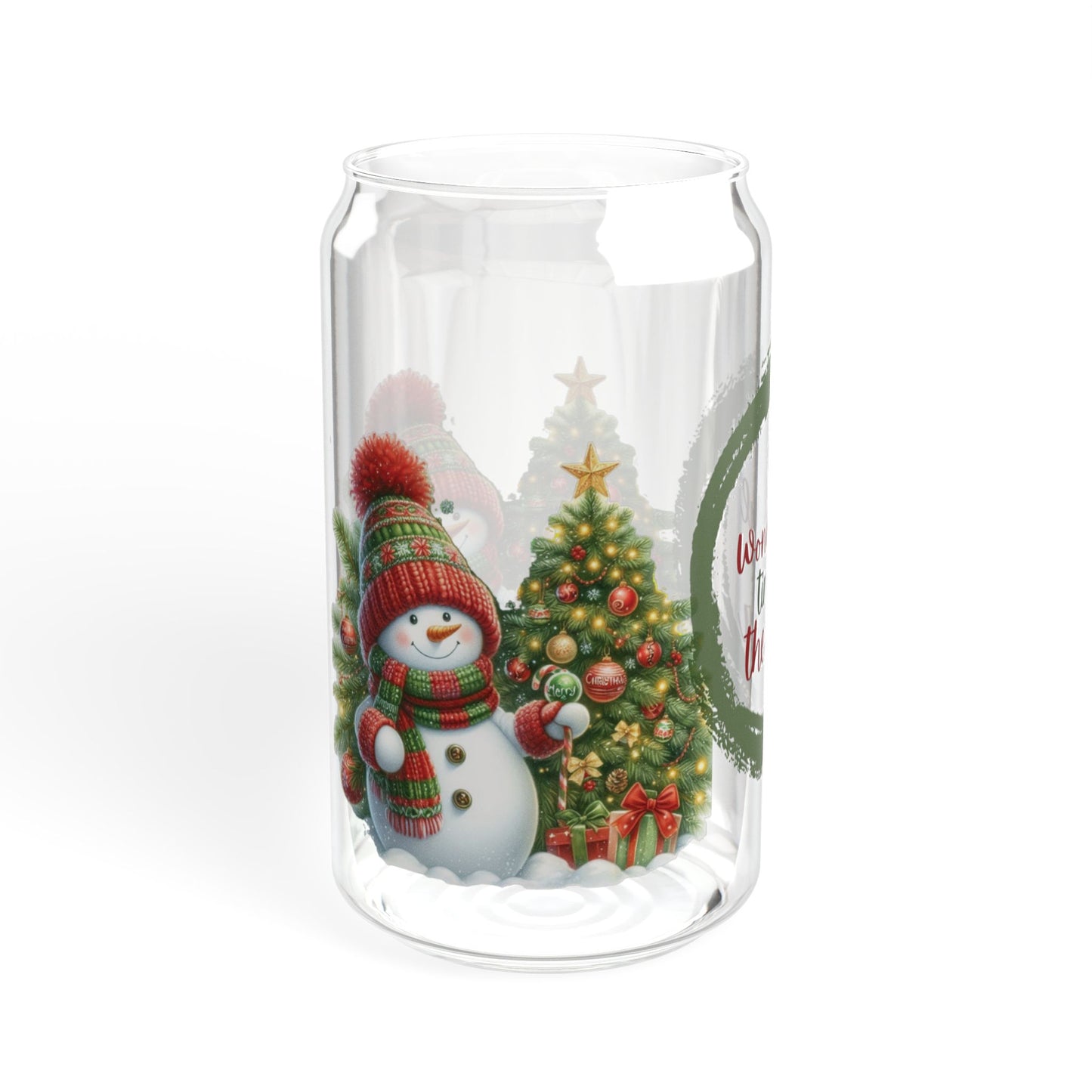 Snowman Sipper Glass, 16oz