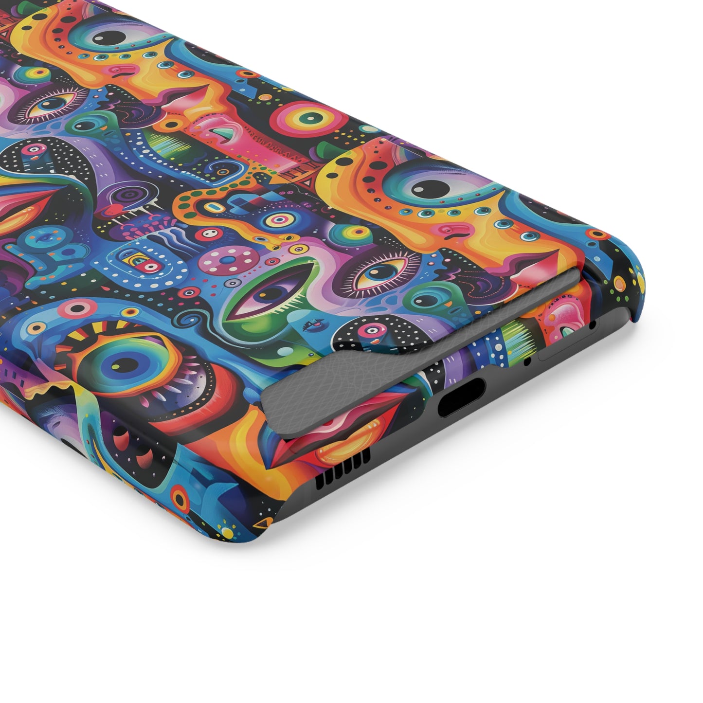 Psychedelic Visions Phone Case with Card Holder - Colorful and Stylish Design for Creatives