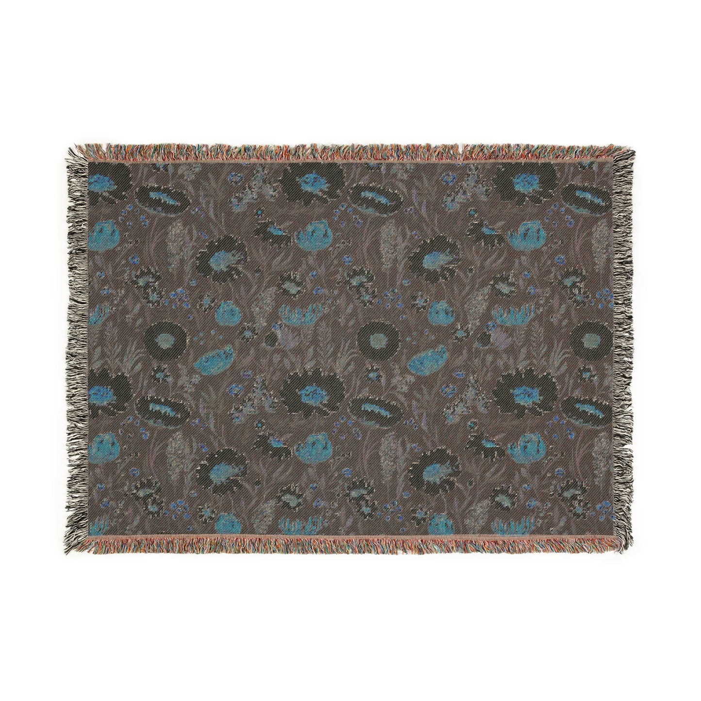 Blossom Elegance: Noir Garden Tapestry Woven Blanket