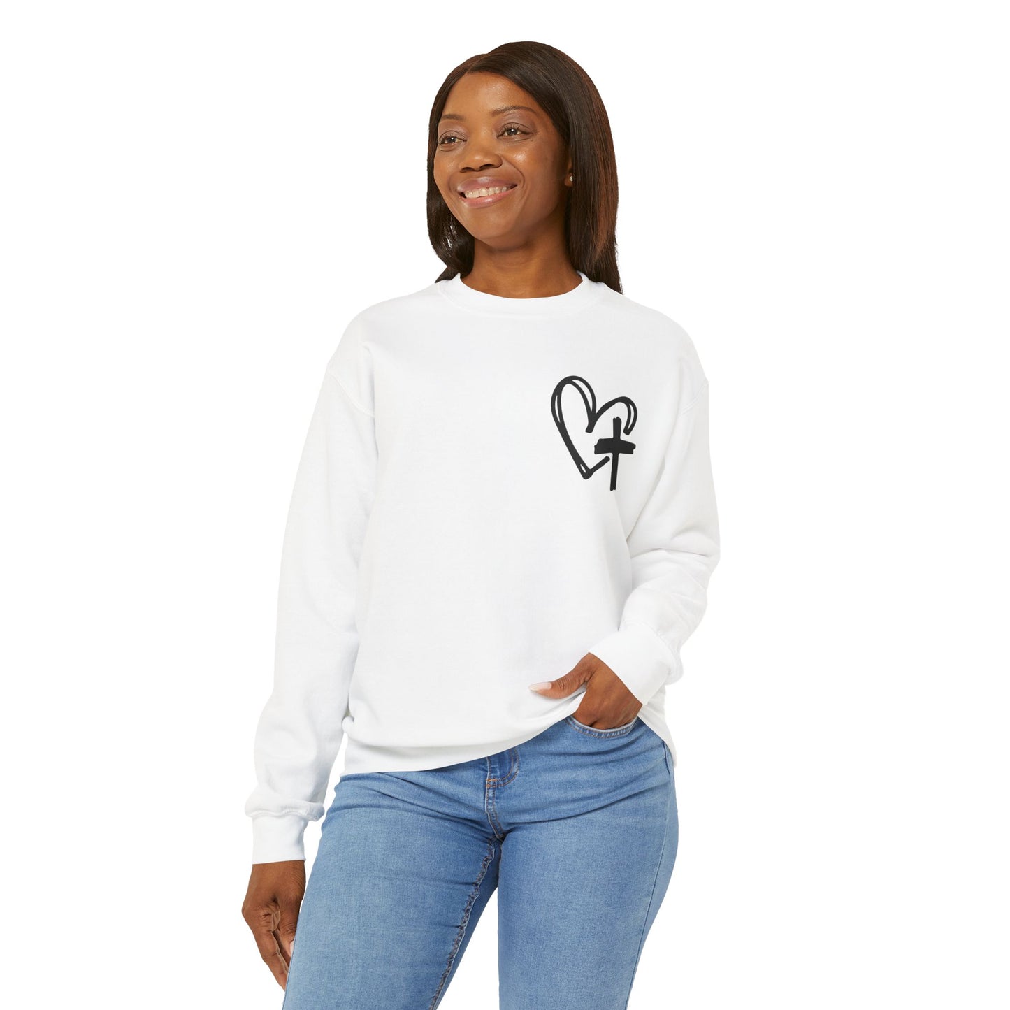 Faith and Floral Cross Unisex Heavy Blend Crewneck