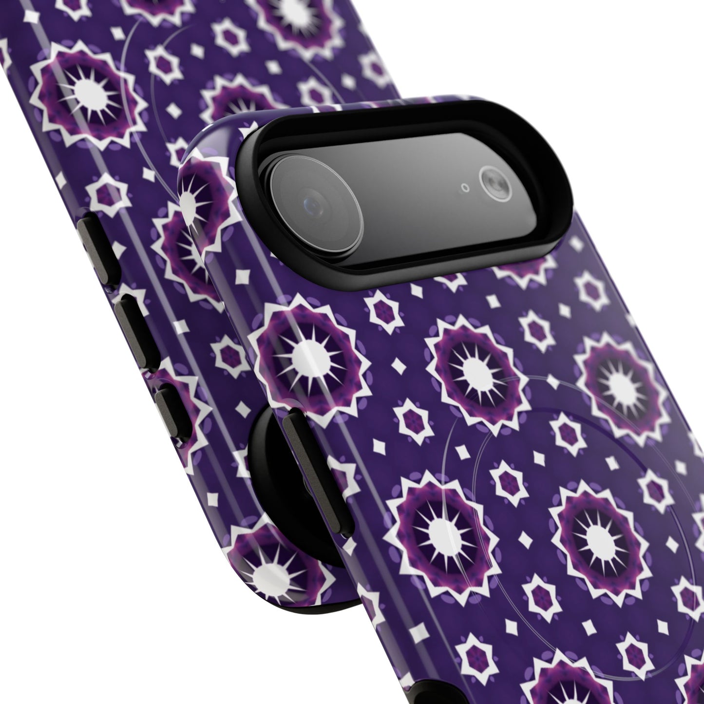Violet Nova Bloom Stylish Tough Magnetic iPhone Case, Purple Floral iPhone Cover, Durable Cell iPhone Protector, Gift for Her, Mother's Gift