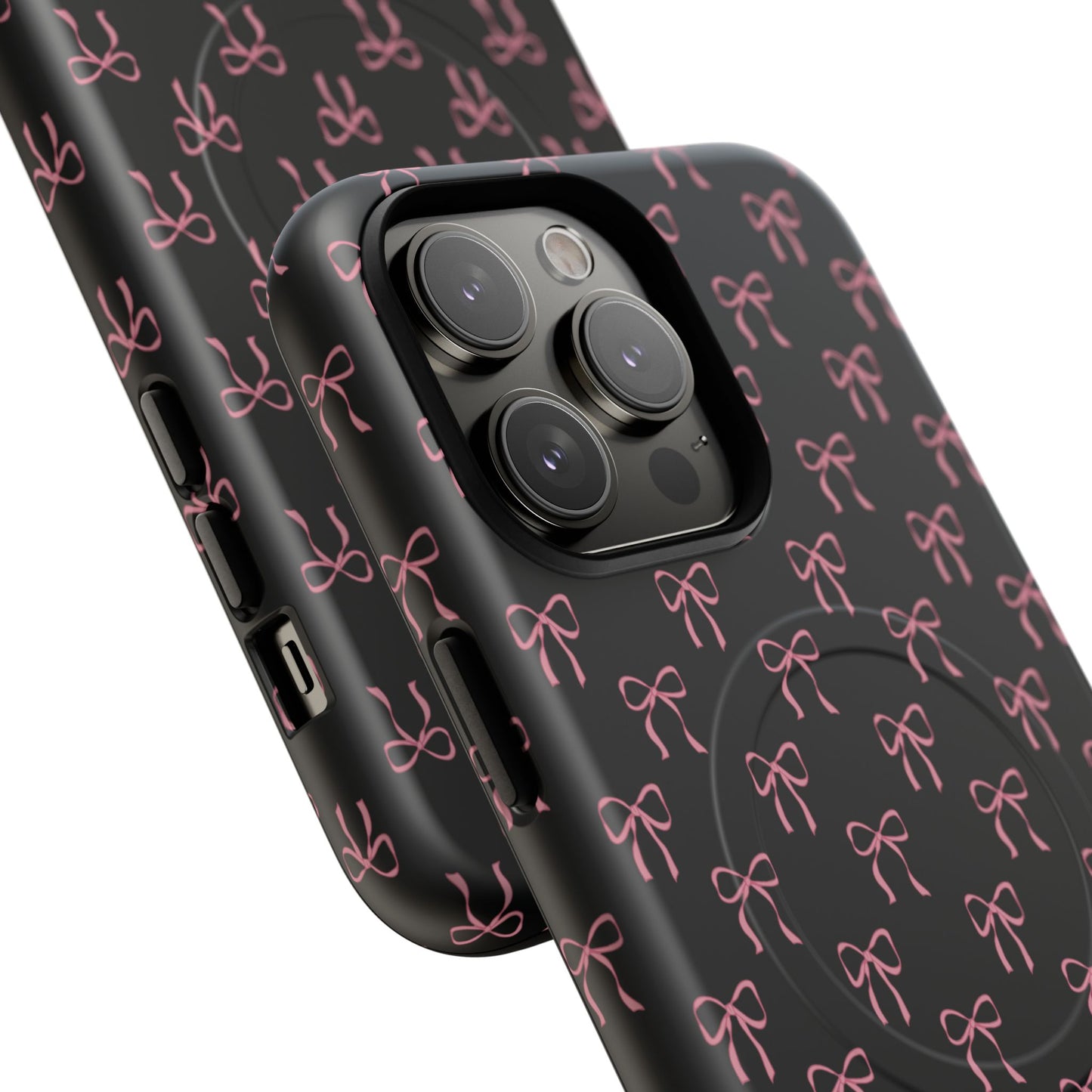 Coquette Chic Bow-Patterned Tough Magnetic iPhone Case, Stylish Gift for Her, Protective iPhone Cover, Trendy Accessory, iPhone Birthday Gift, Fashionable Tech