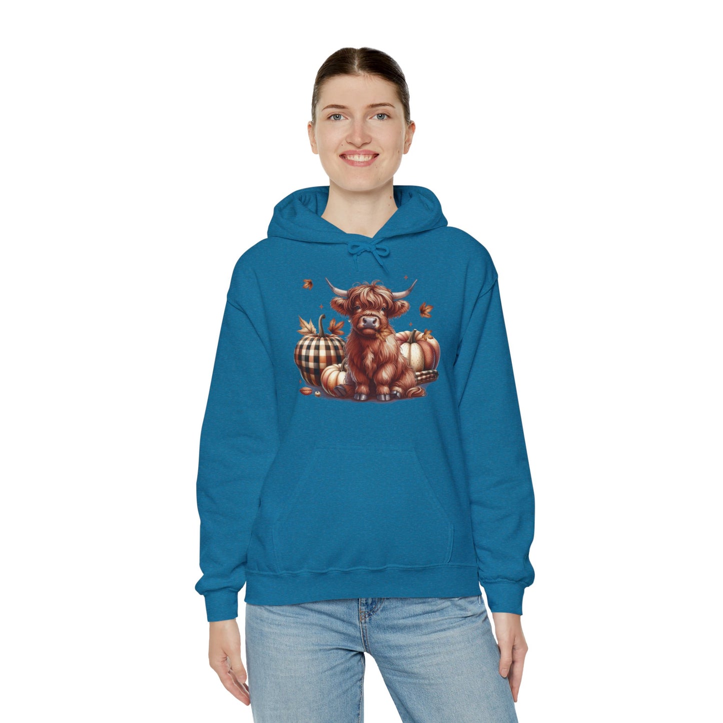 Autumn Highland Cow Charm Unisex Heavy Blend™ Hooded Sweatshirt