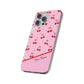 Personalized Cherry Blossom Dreams Flexi Case — Pink Retro Cherry iPhone® 7/8, 11, 12, 13, 14, 15, 16, 17, X/XS, SE, XR, Mini, Pro, Pro Max, Plus Cases.