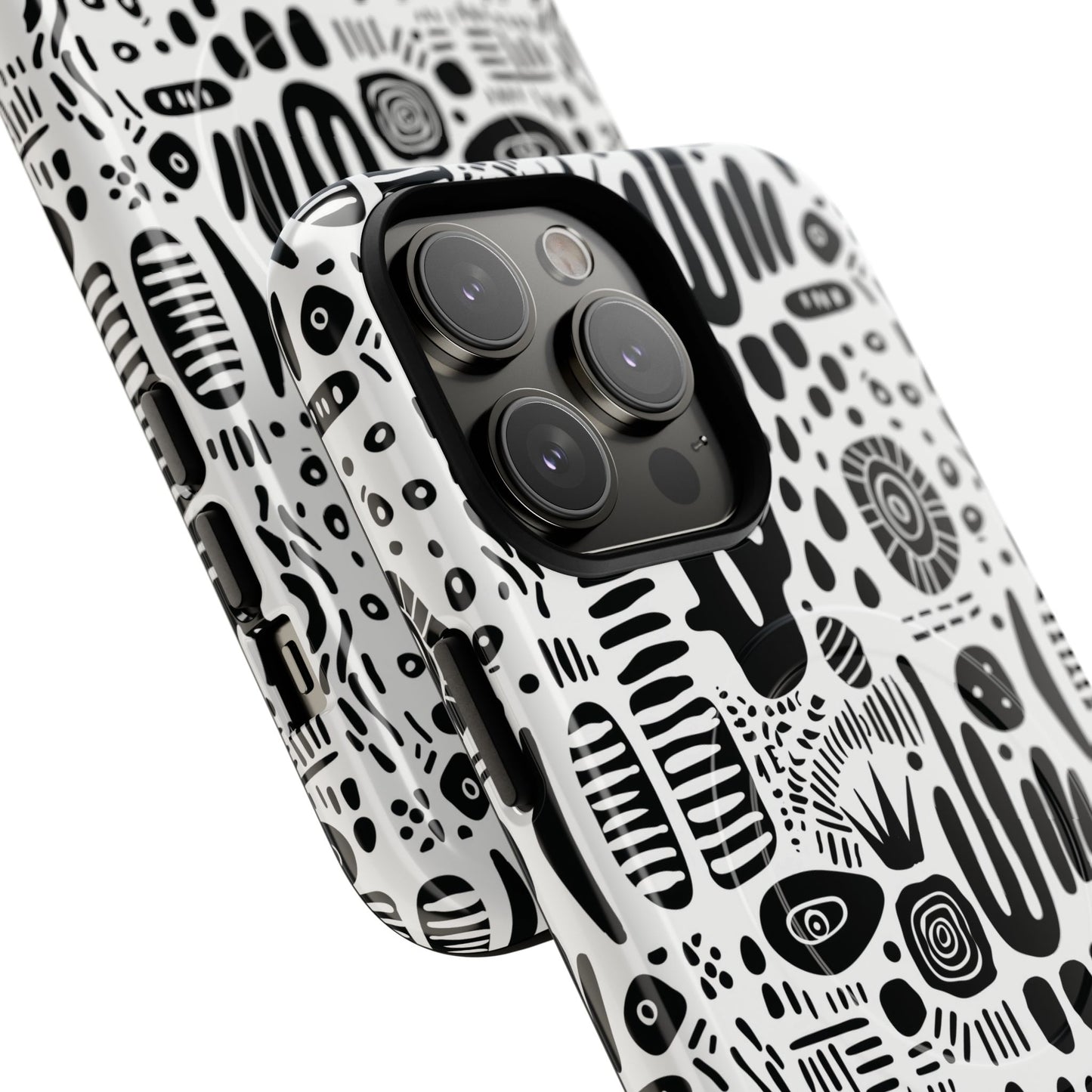 Abstract Monochrome Tough Magnetic iPhone Cases, Stylish Phone Cover, Durable Phone Protector, Modern Tech Accessories, Unique Gift Ideas