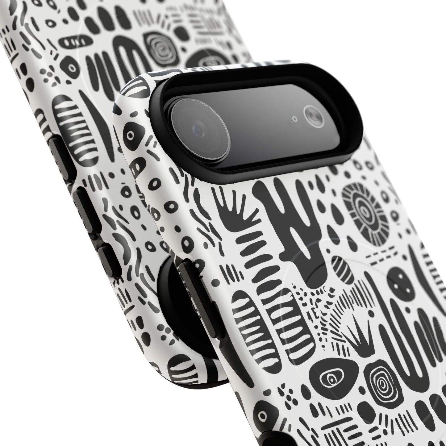 Abstract Monochrome Tough Magnetic iPhone Cases, Stylish Phone Cover, Durable Phone Protector, Modern Tech Accessories, Unique Gift Ideas