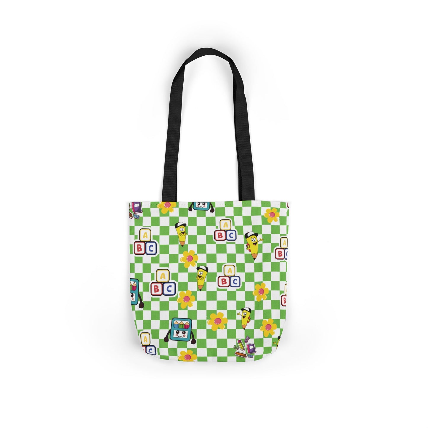 Personalized Green Schoolyard Chic Composition Book Inspired Canvas Tote Bag with Colorful Straps, Cute School Bag, Eco-Friendly Tote, Back to School Shopping Bag, Teacher Gift Idea