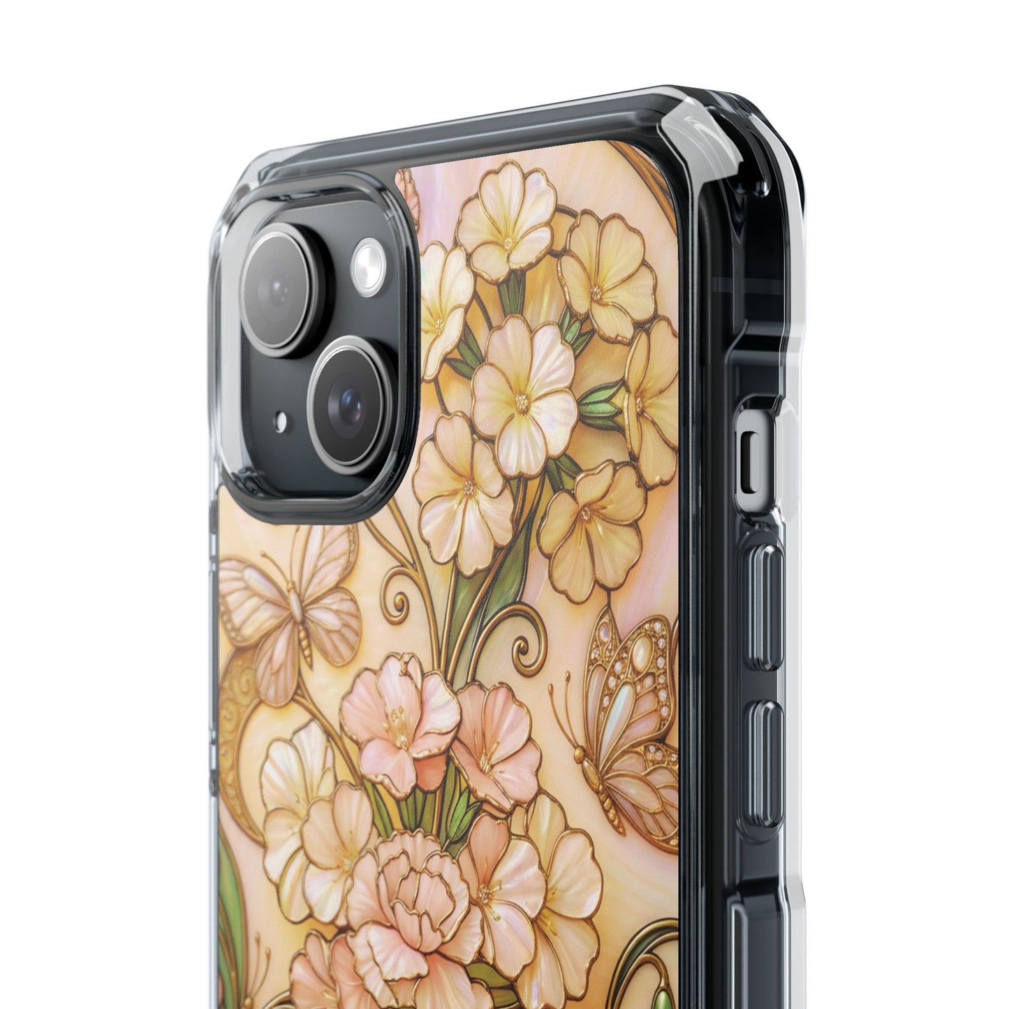 Floral Vintage Art Stained Glass Effect Nouveau Clear Magnetic Impact Case