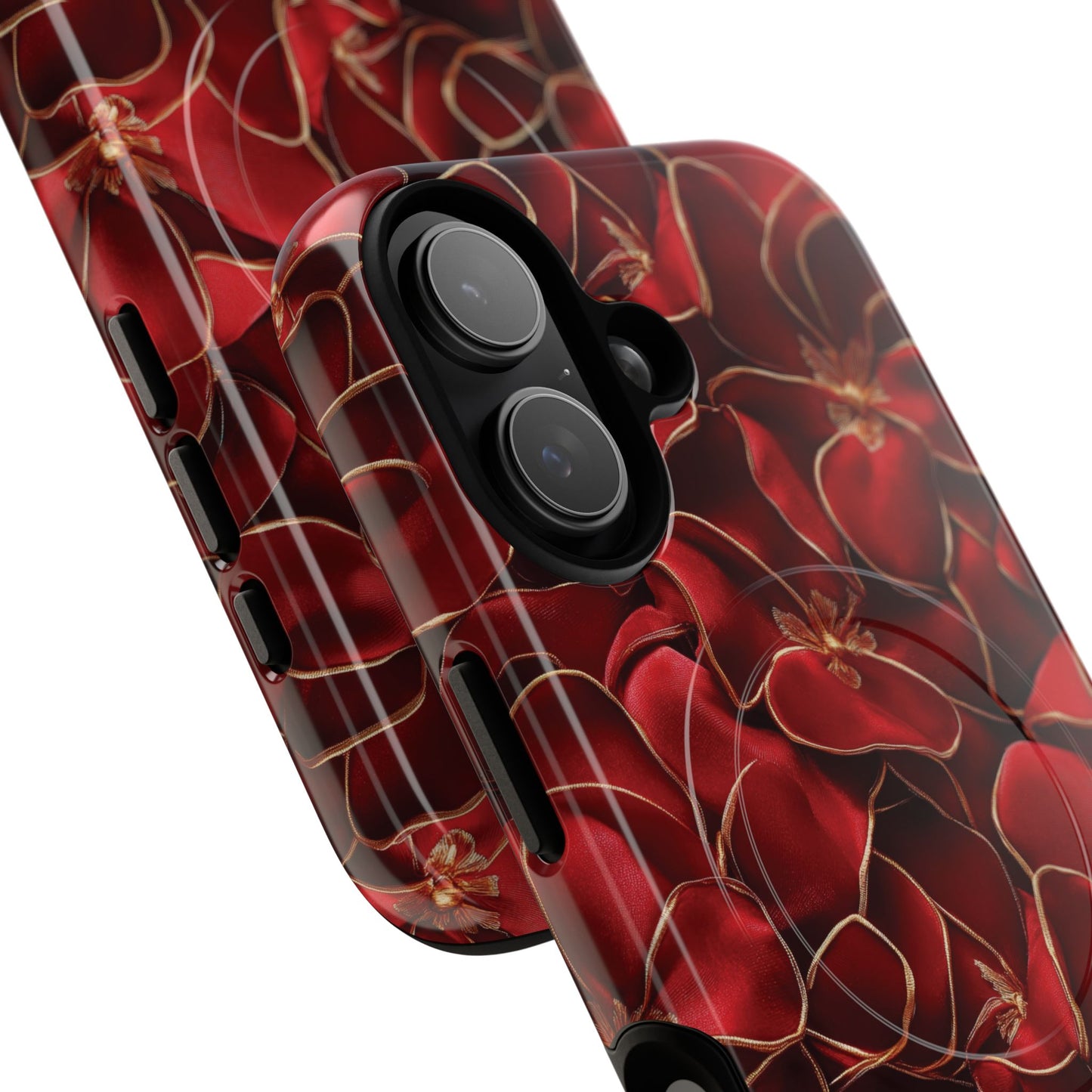 Crimson Bloom Tough iPhone Magnetic Case, Protective iPhone Case, Stylish iPhone Cover, Gift for Her, Mother's and Birthday Gifts, Unique Floral Accessories