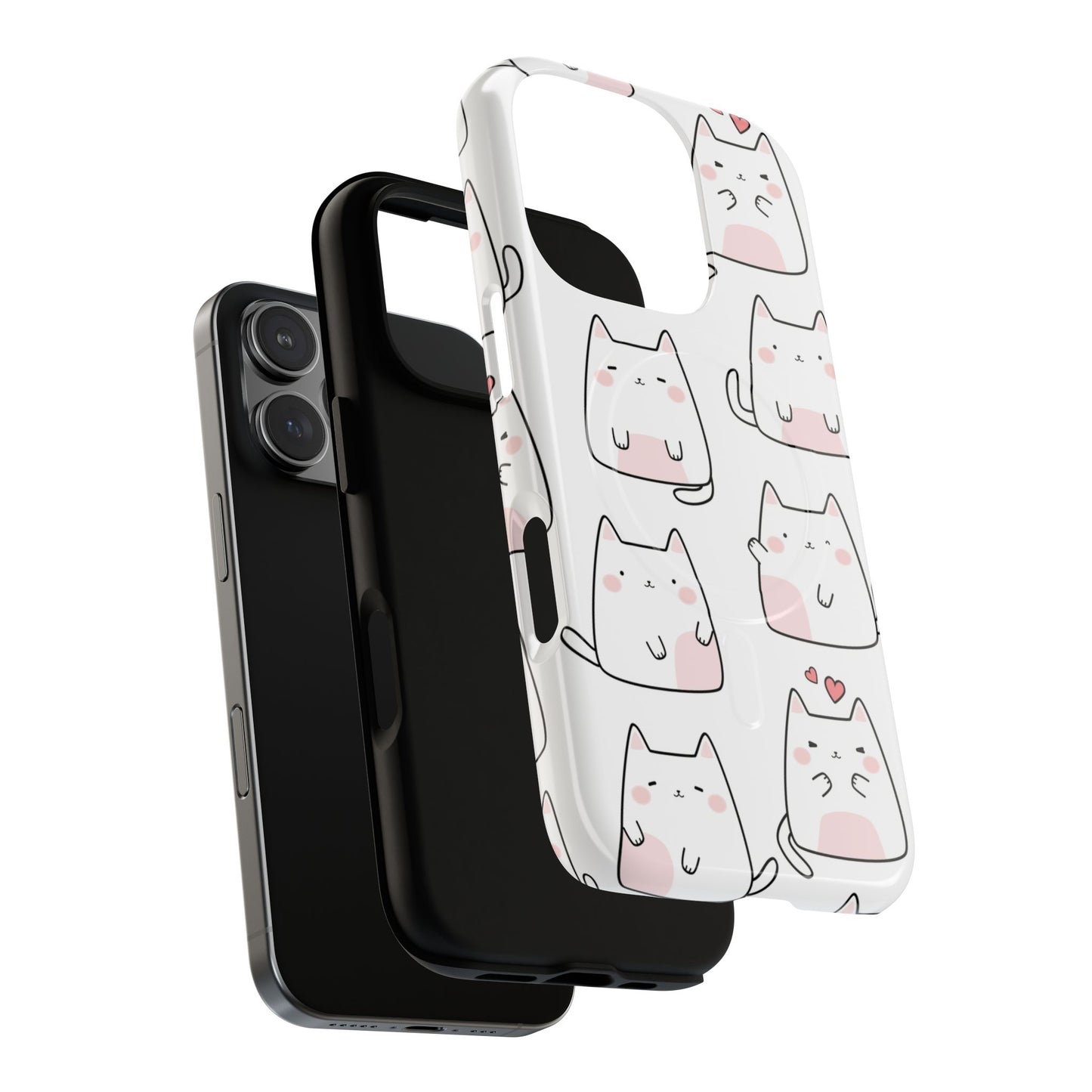 Cute Kawaii Cat Tough Magnetic iPhone Case, Cute Cat Lover Gift, Kawaii iPhone Cover, Tough iPhone Case, Unique Pet Themed Accessory,
